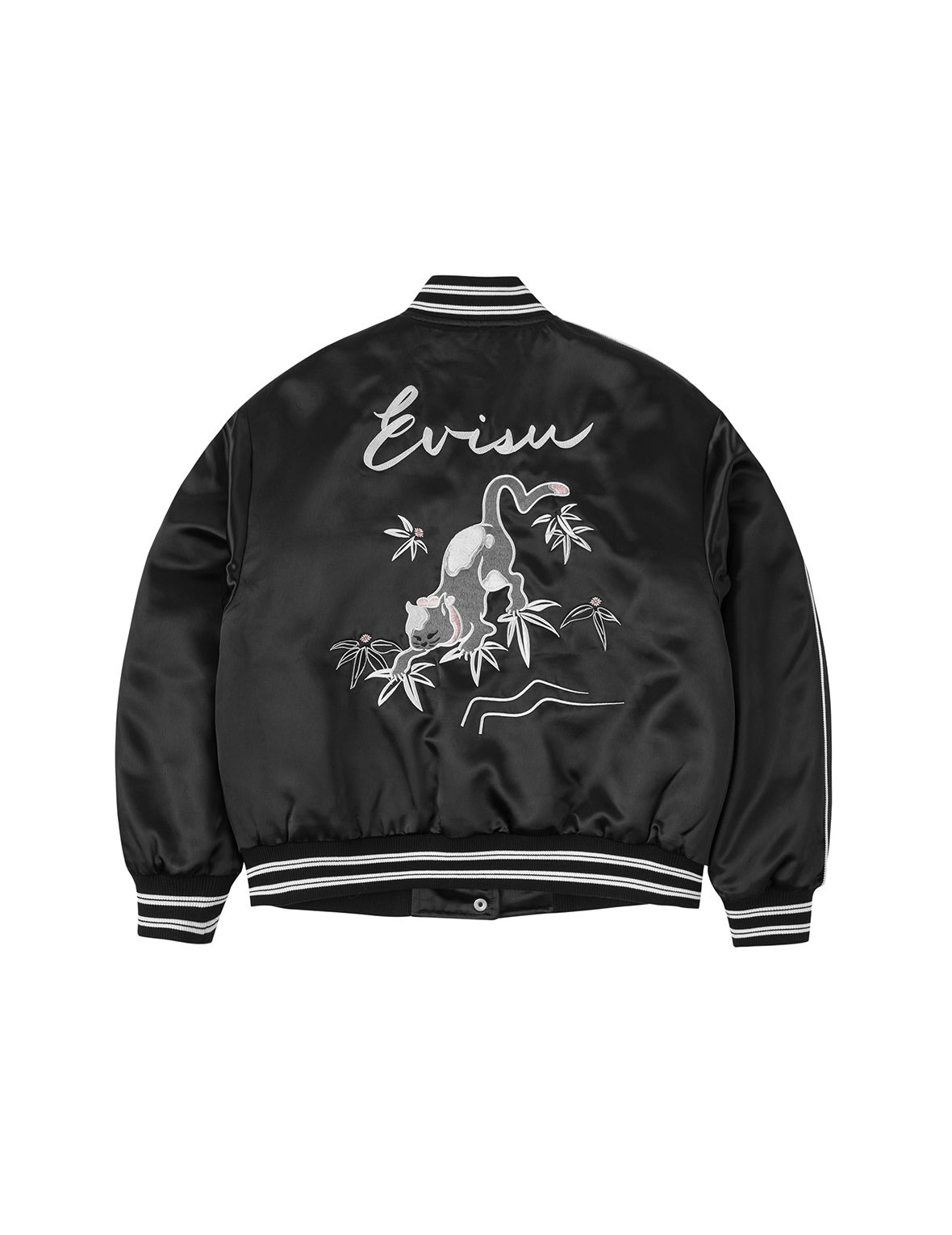 Logo and Fuzzy Cat Embroidery Fashion Fit Varsity Jacket - 11