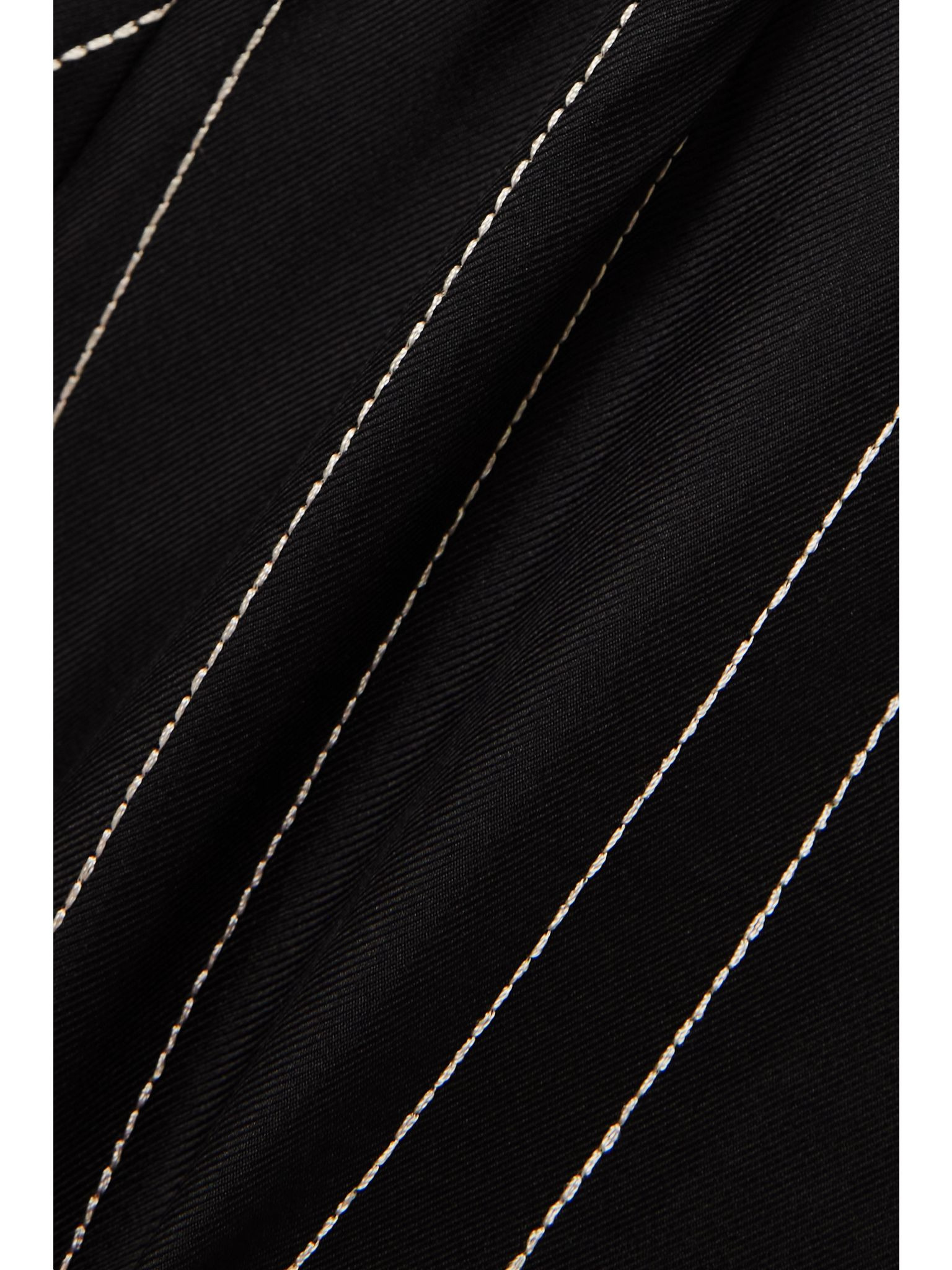 Embroidered silk-twill wide-leg pants Black - 4