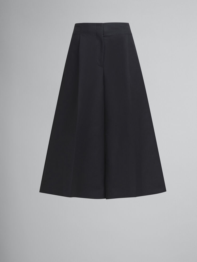 BLACK WIDE LEG COTTON BERMUDA SHORTS WITH MARNI SYMBOL - 1