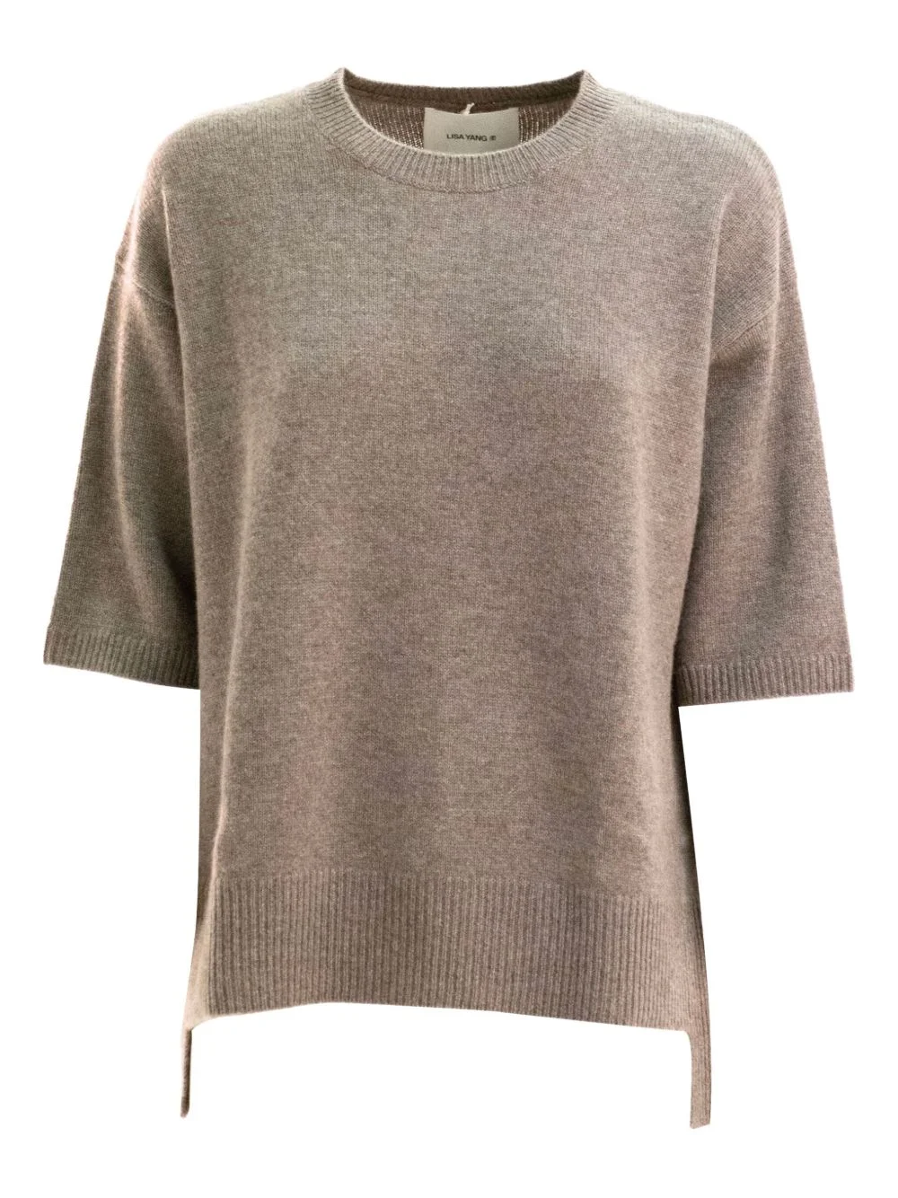 short-sleeve side-slit sweater - 1