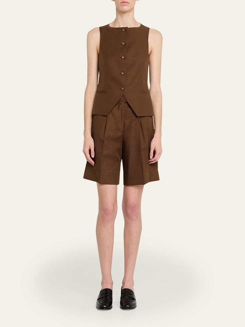 OFFICINE GÉNÉRALE Dalva Belted Italian Linen Shorts outlook