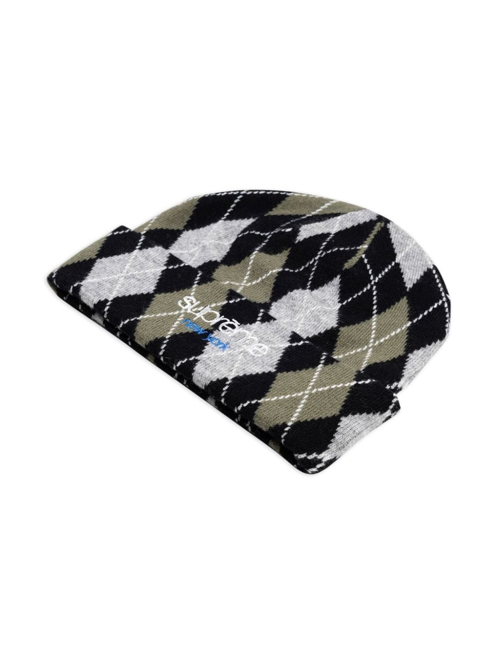 "Black" argyle-check cashmere beanie - 3