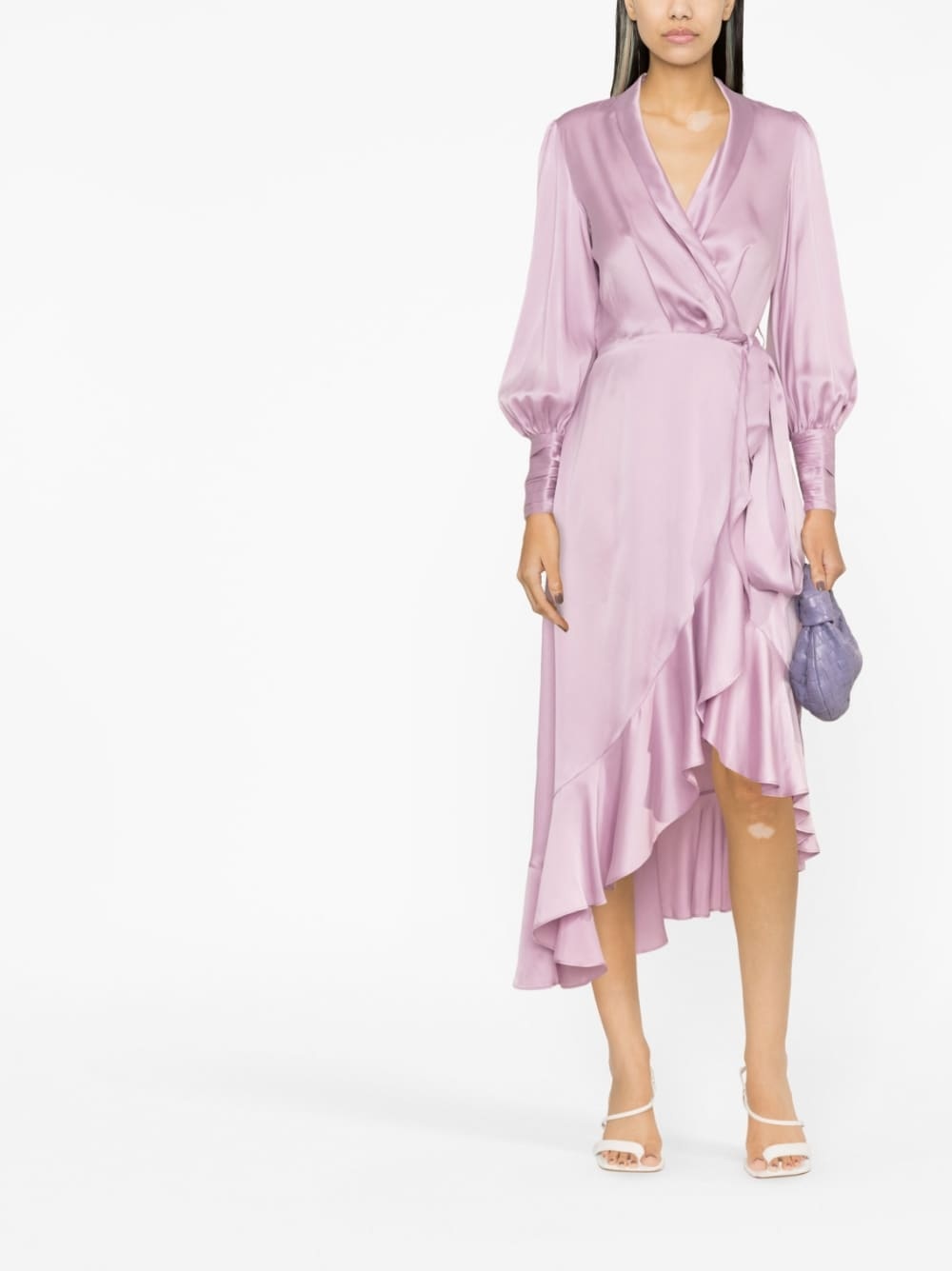 ruffled silk wrap midi dress - 2