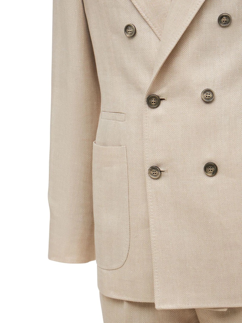DOUBLE BREAST LINEN BLEND SUIT - 6