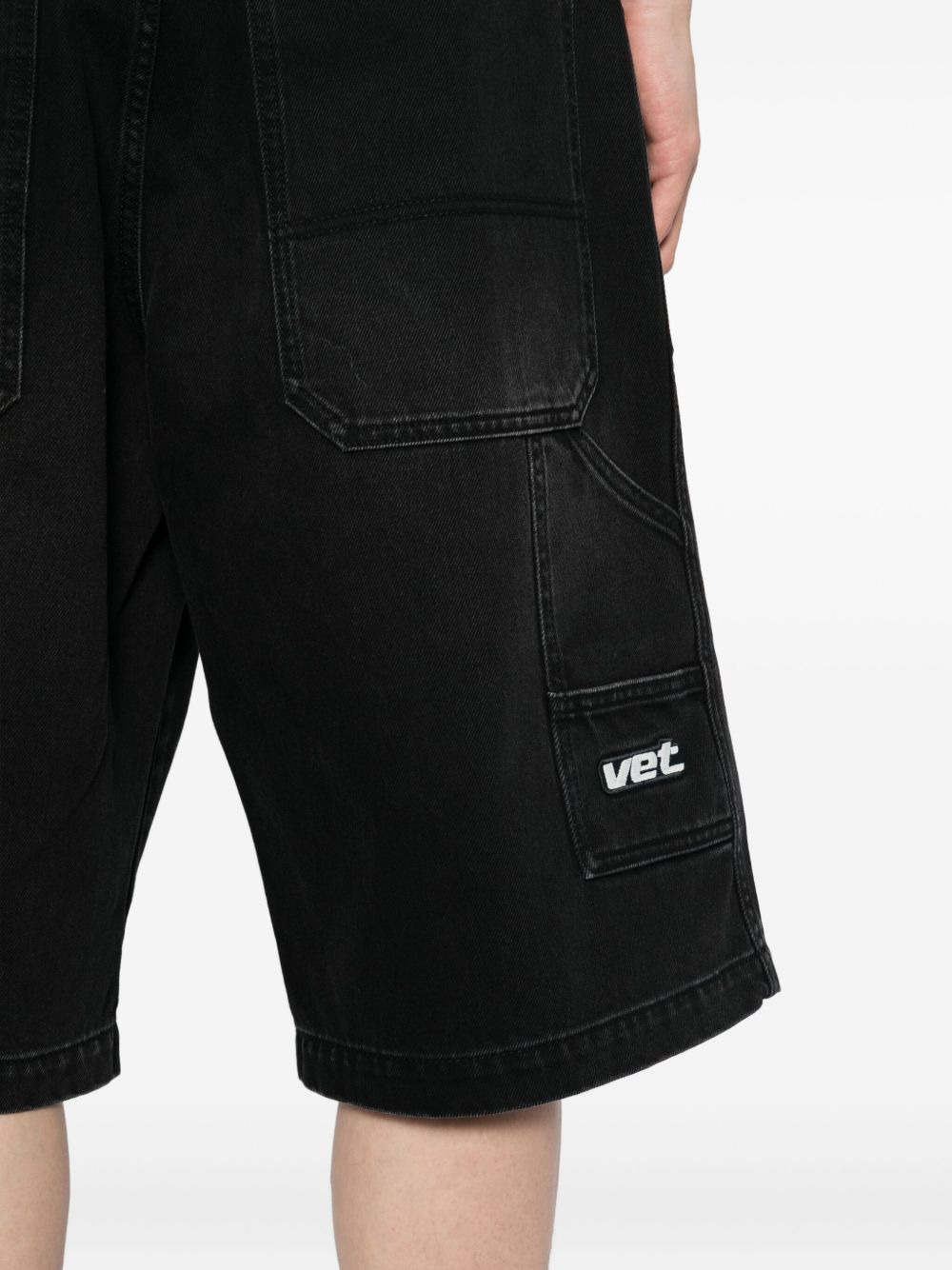 faded denim shorts - 5