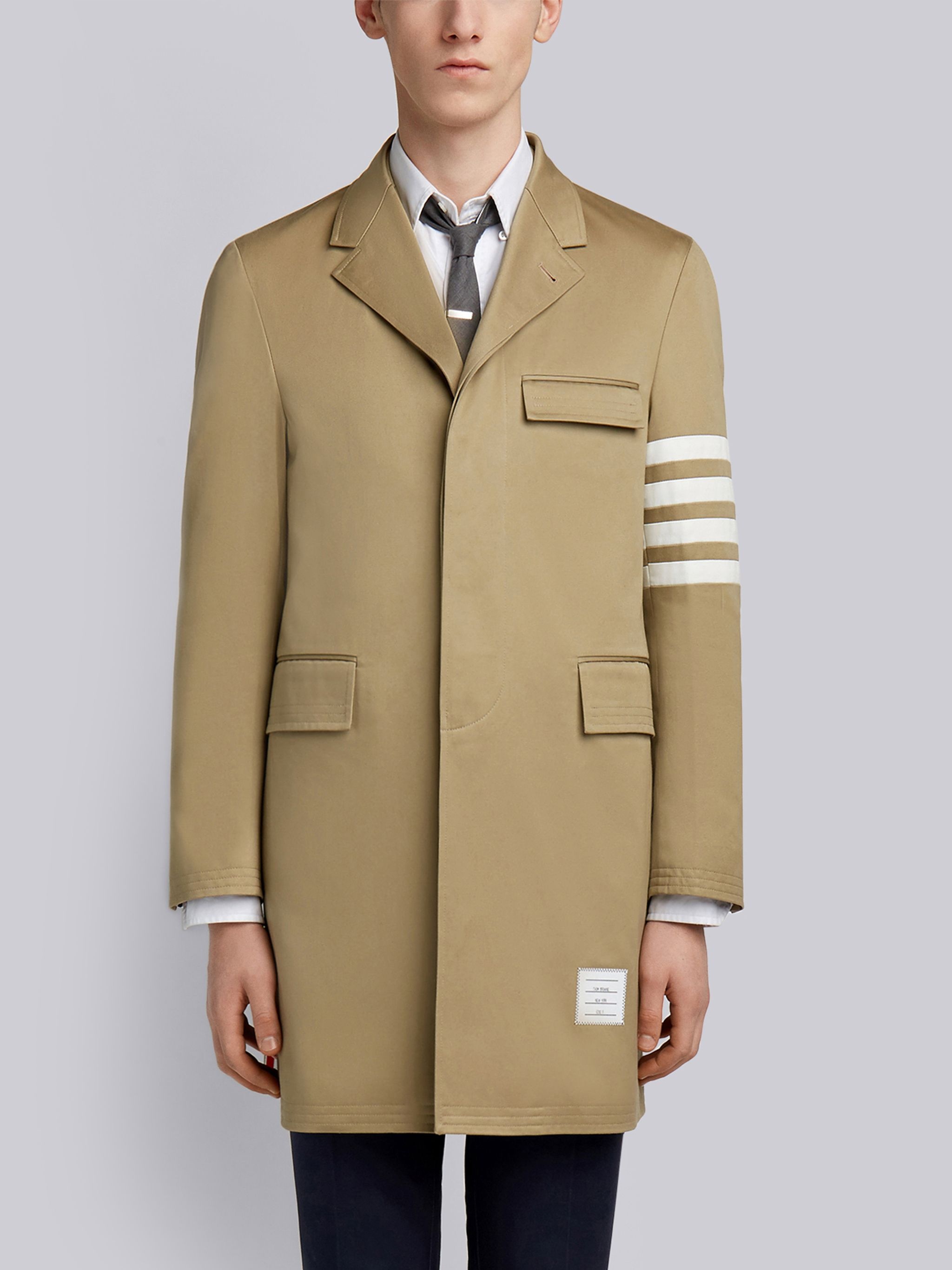 Unconstructed 4-Bar Stripe Classic Chesterfield Overcoat - 1