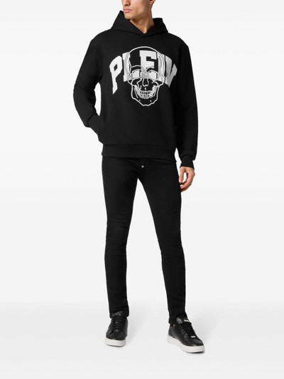 PHILIPP PLEIN Skull logo-print cotton hoodie outlook