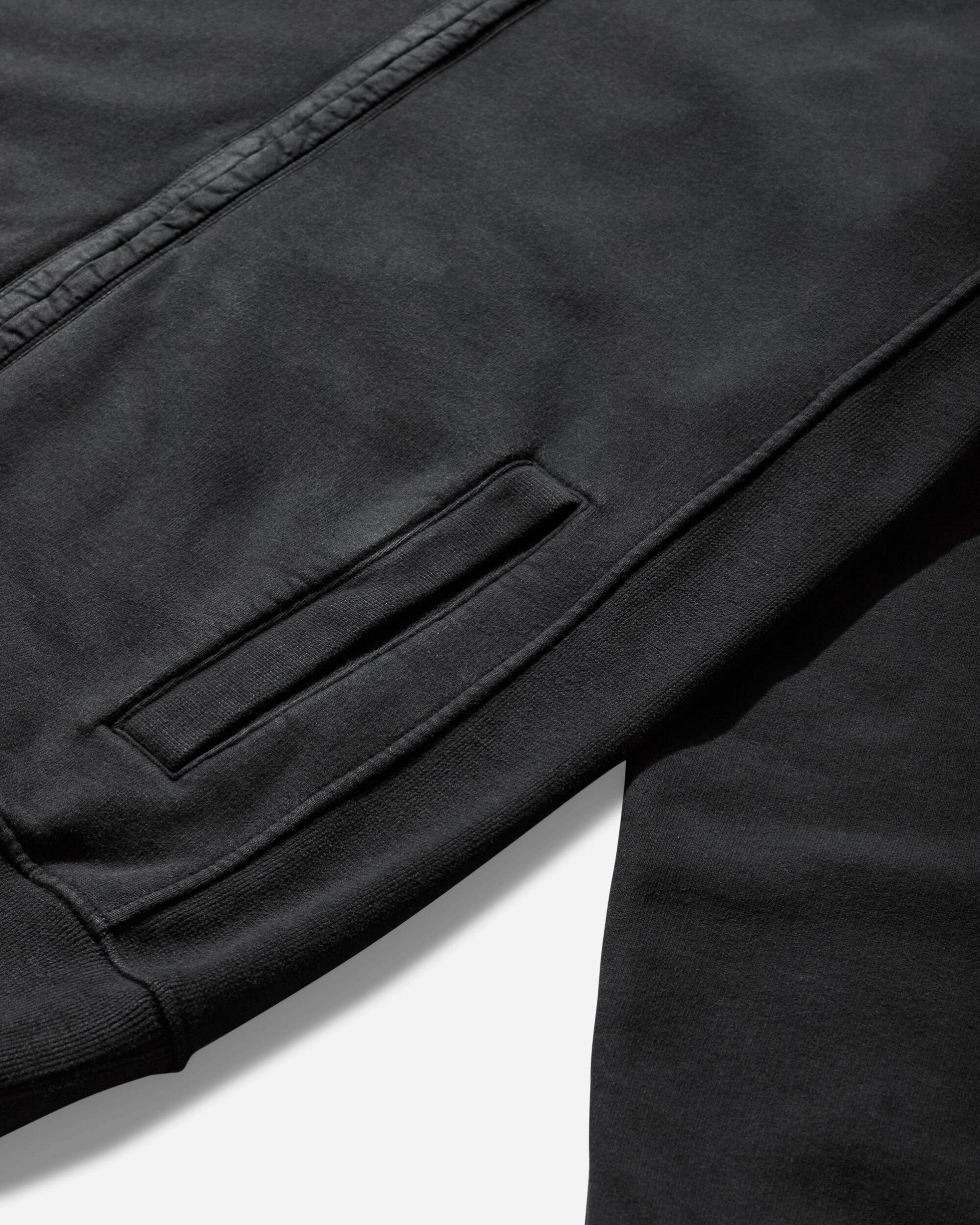 Men's Garment Dyed Zip Hoodie Black - 3
