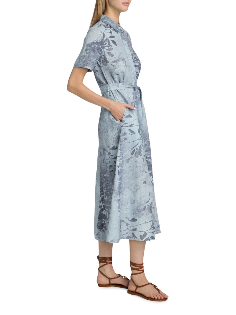Women's Audria Floral Linen-Blend Belted Midi-Dress - Sky Floral 4