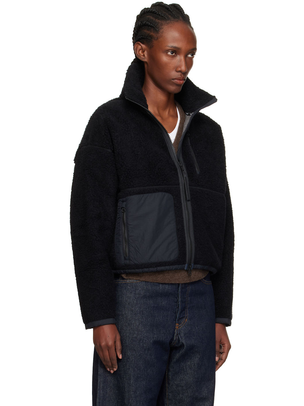Black Simcoe Zip Up Fleece Sweater - 2