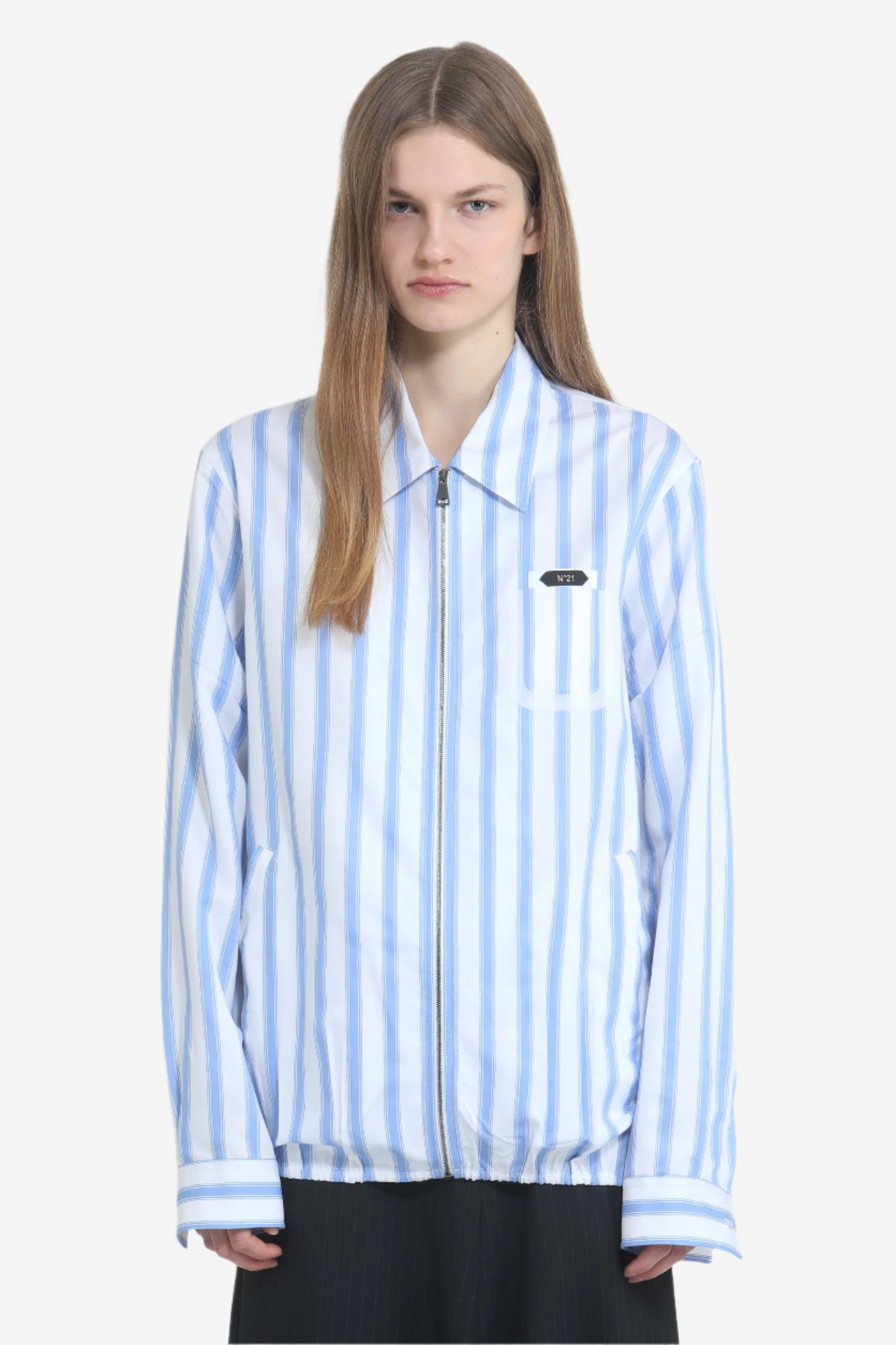 STRIPED ZIP-UP SHIRT JACKET - 4