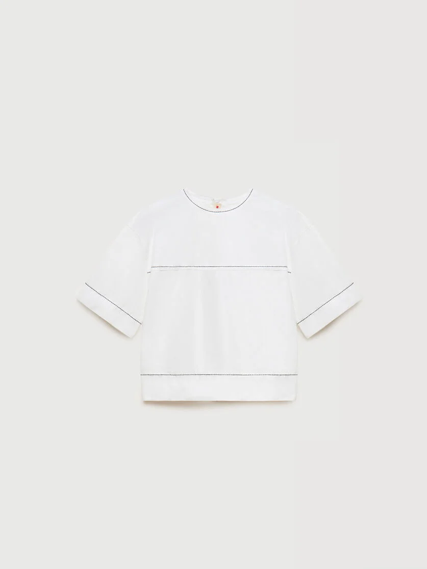 WHITE POPLIN T-SHIRT WITH EXPOSED SEAMS - 1