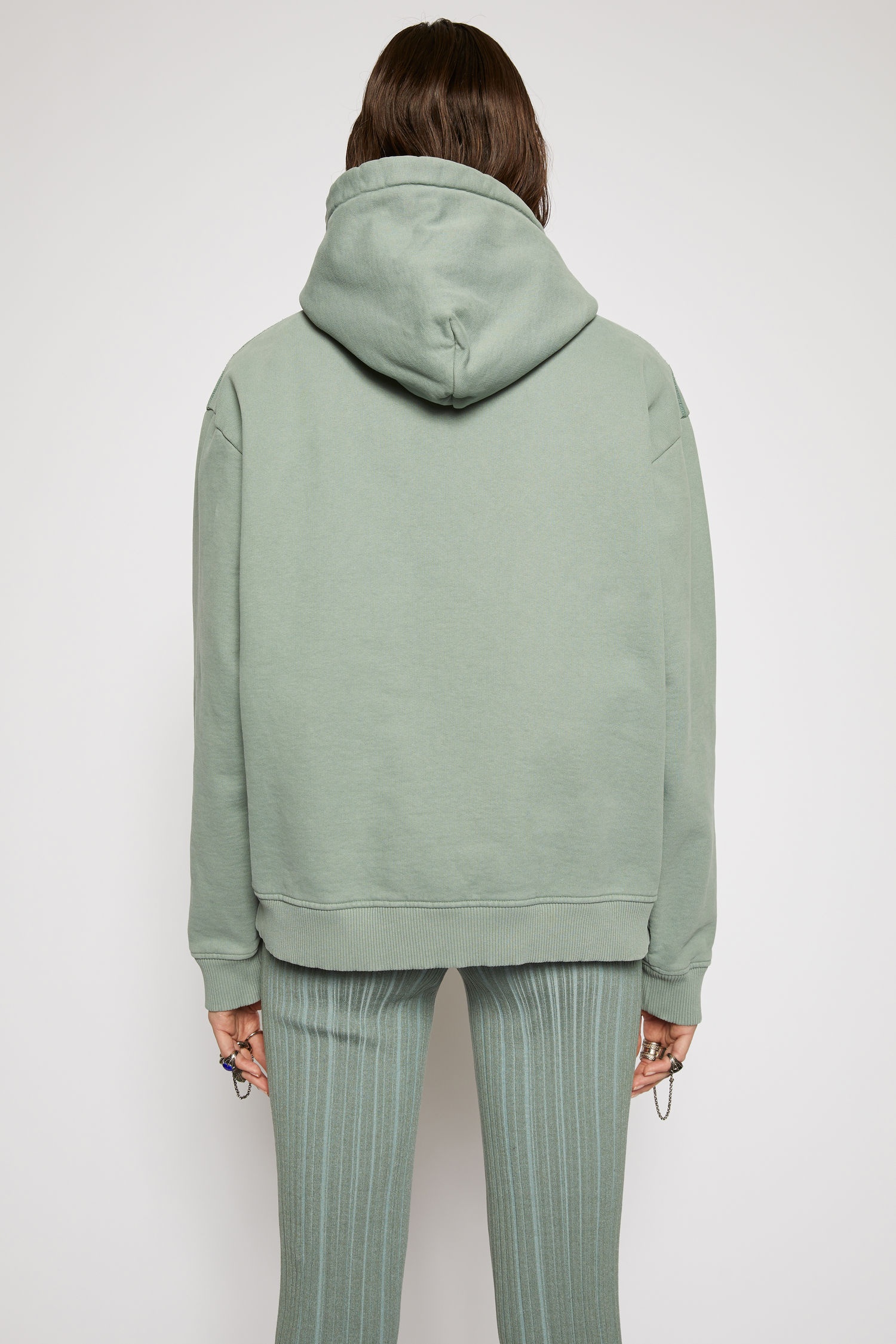 Logo-print hooded sweatshirt dusty green - 3