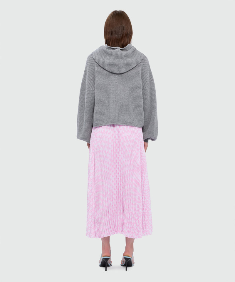 Pink pleated soleil skirt with all-over MWAVE logo print 3