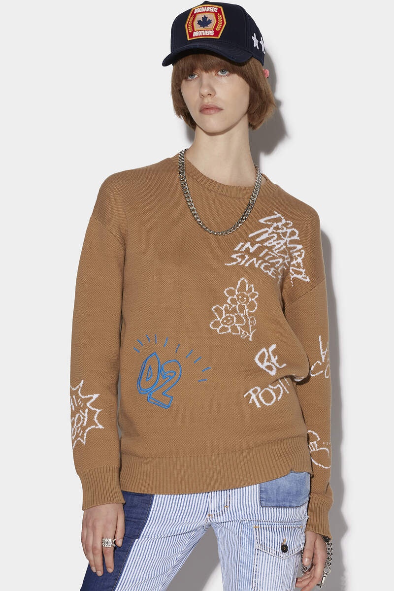 SCRIBBLES ROUND NECK SWEATER - 1