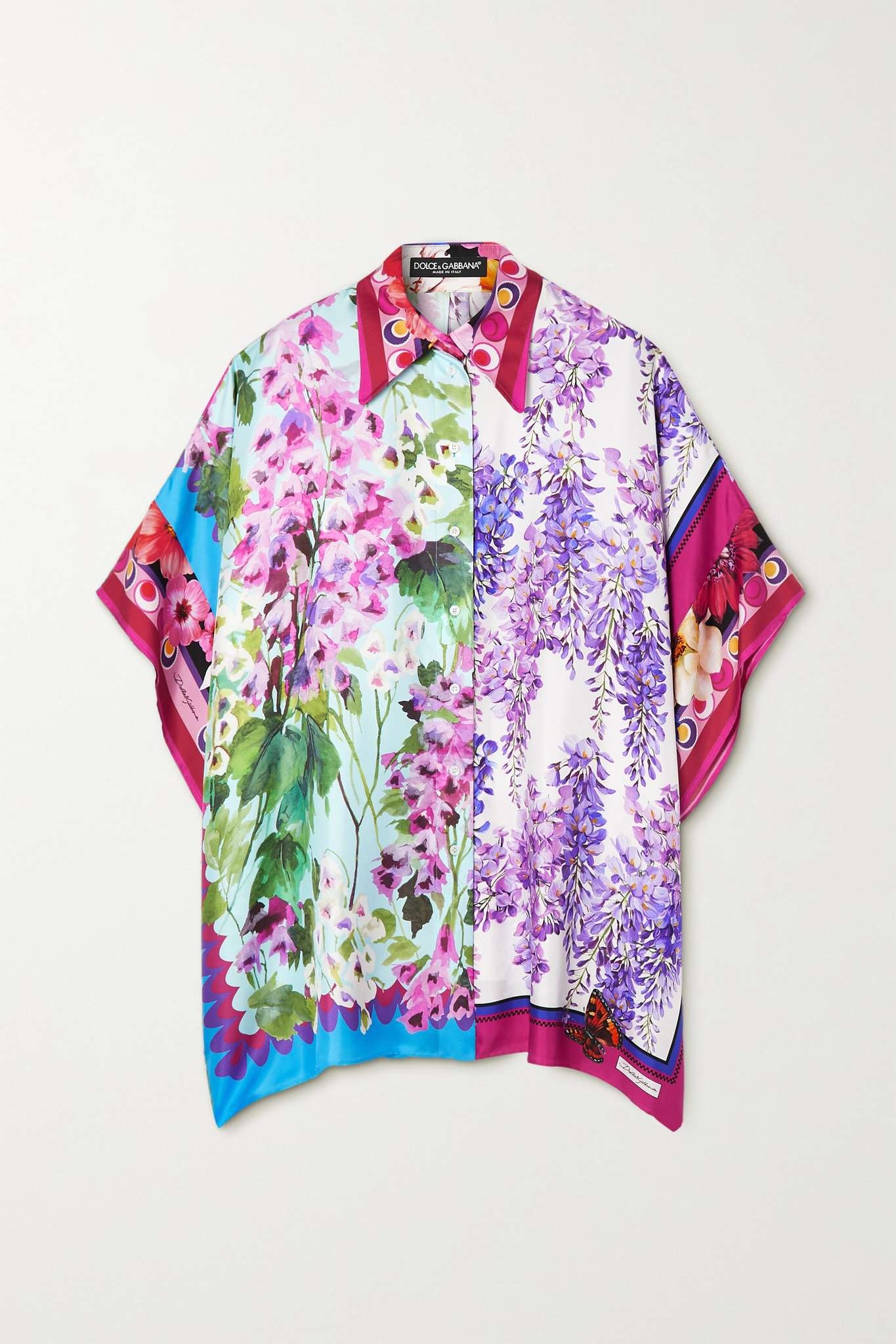 Floral-print silk-twill shirt - 1