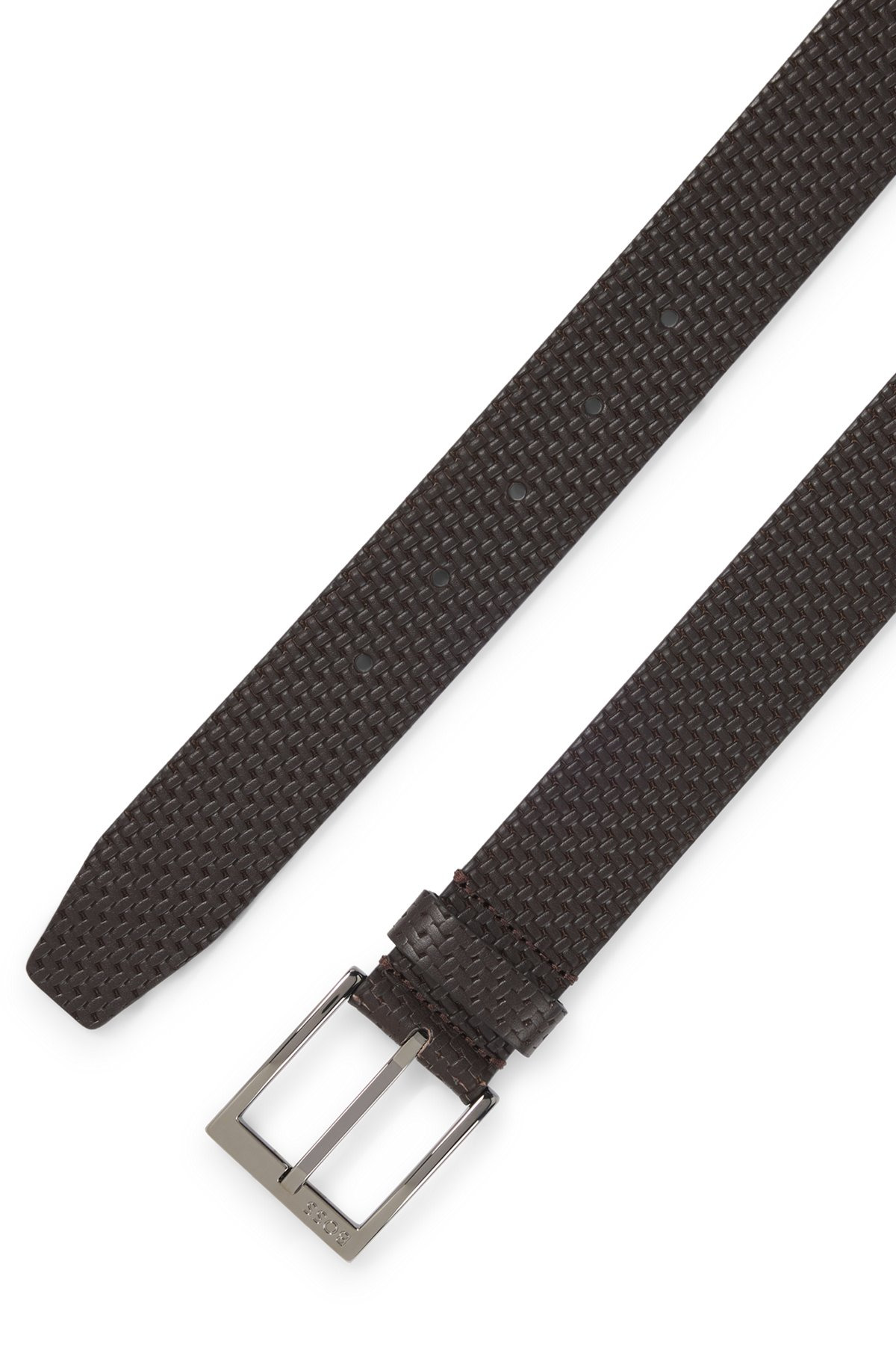 LEATHER BELT WITH WOVEN EFFECT - 3