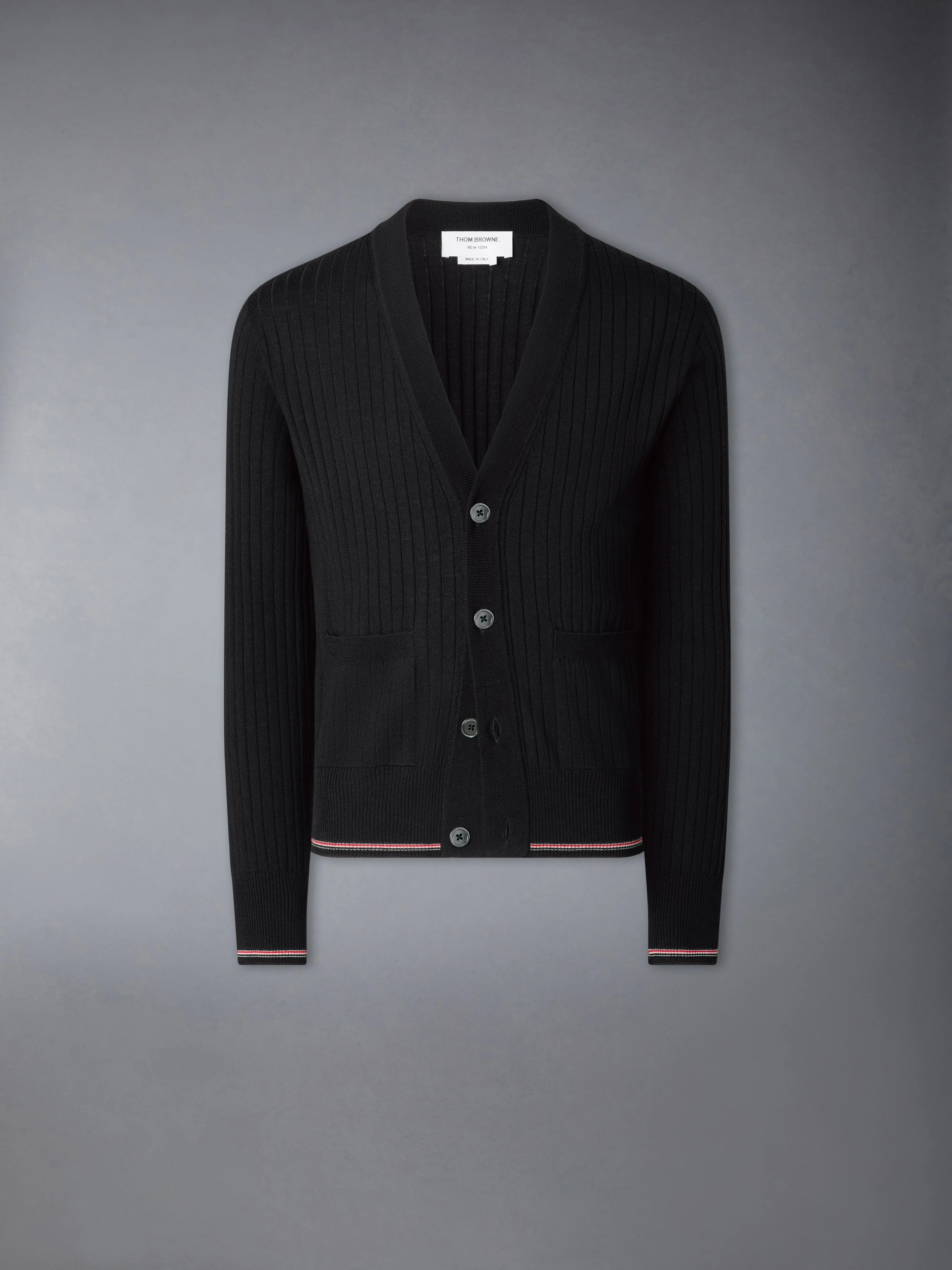 MERINO WOOL RWB RIB STITCH CARDIGAN - 1