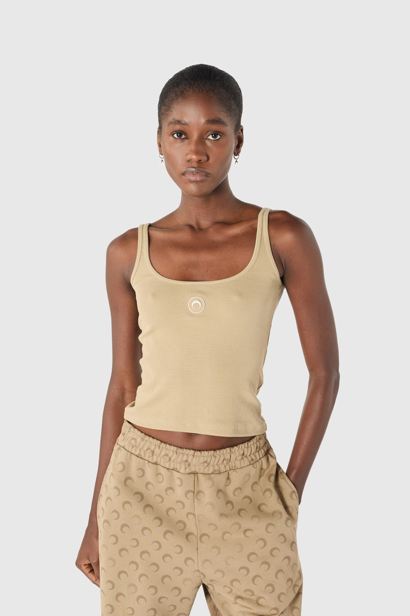 Marine Serre MOON LOGO RIBBED JERSEY CROPPED TANK TOP outlook