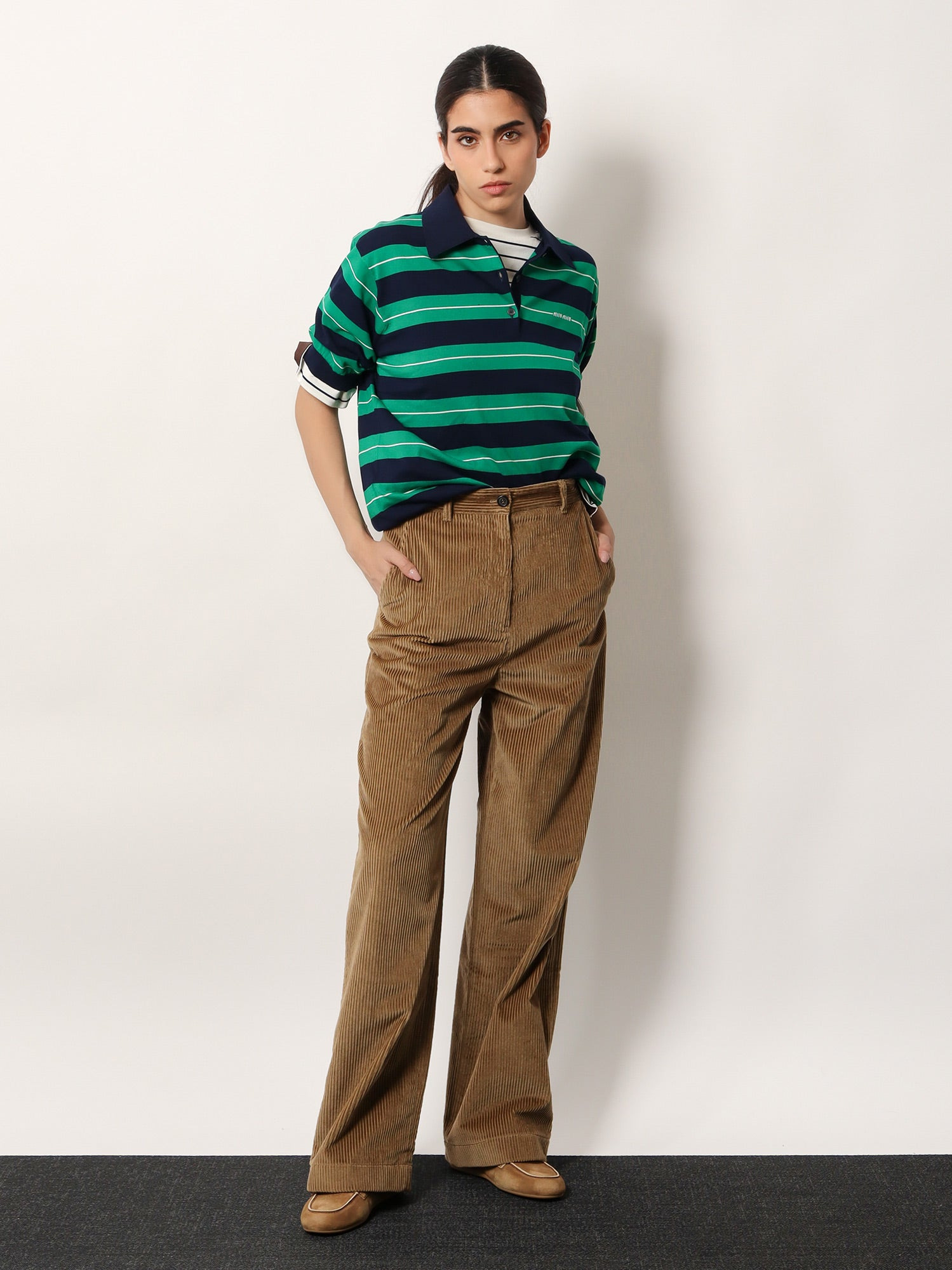 Miu Miu Striped Cotton Polo Shirt - 2