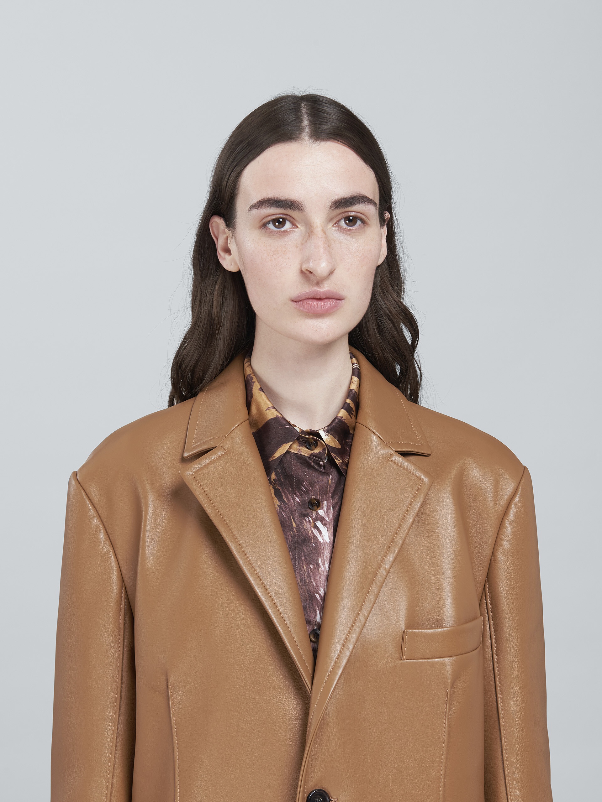 LEATHER LONG BLAZER - 4