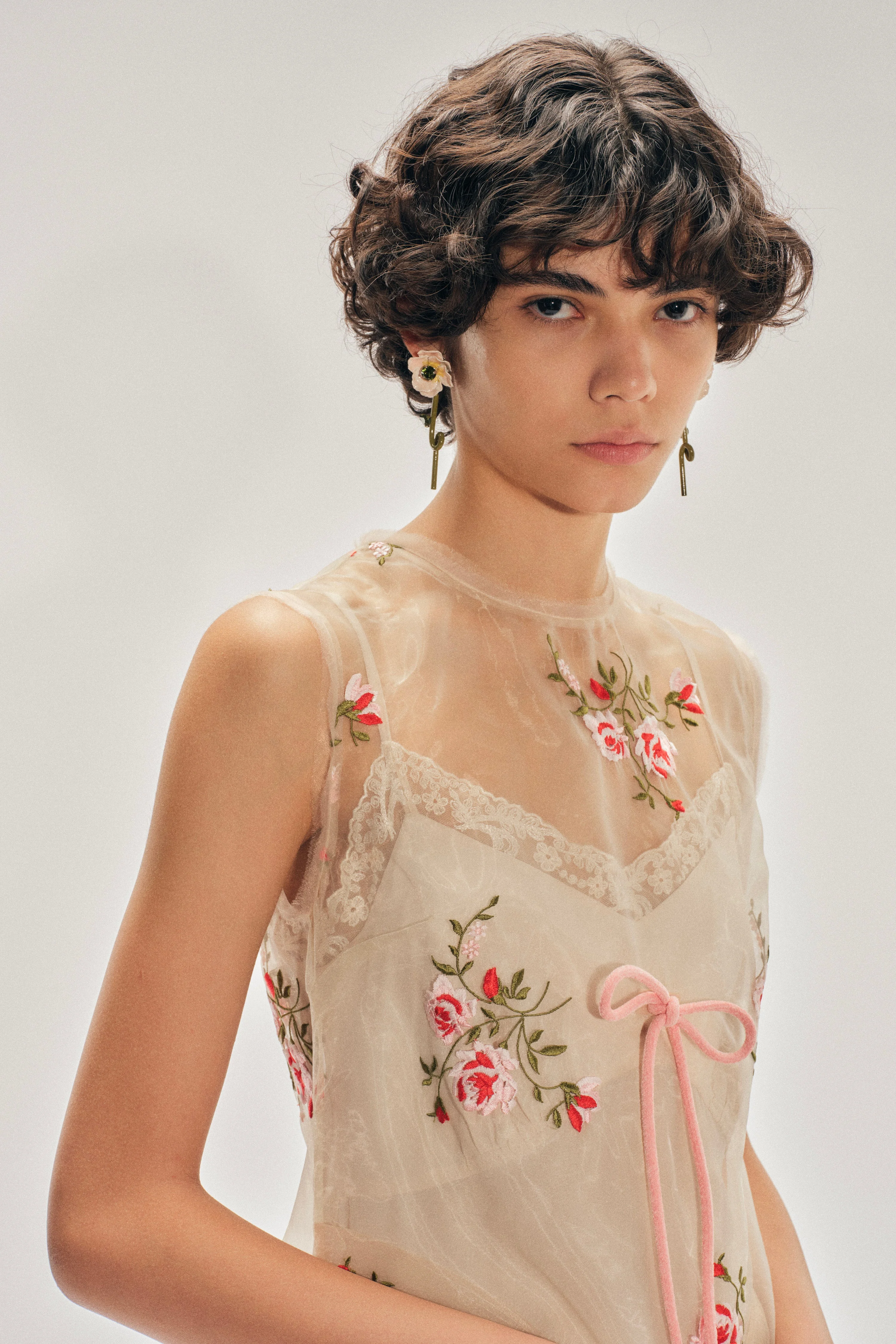 green emerald velvet dress Lace Trim Slip Dress – Simone Rocha main image 1