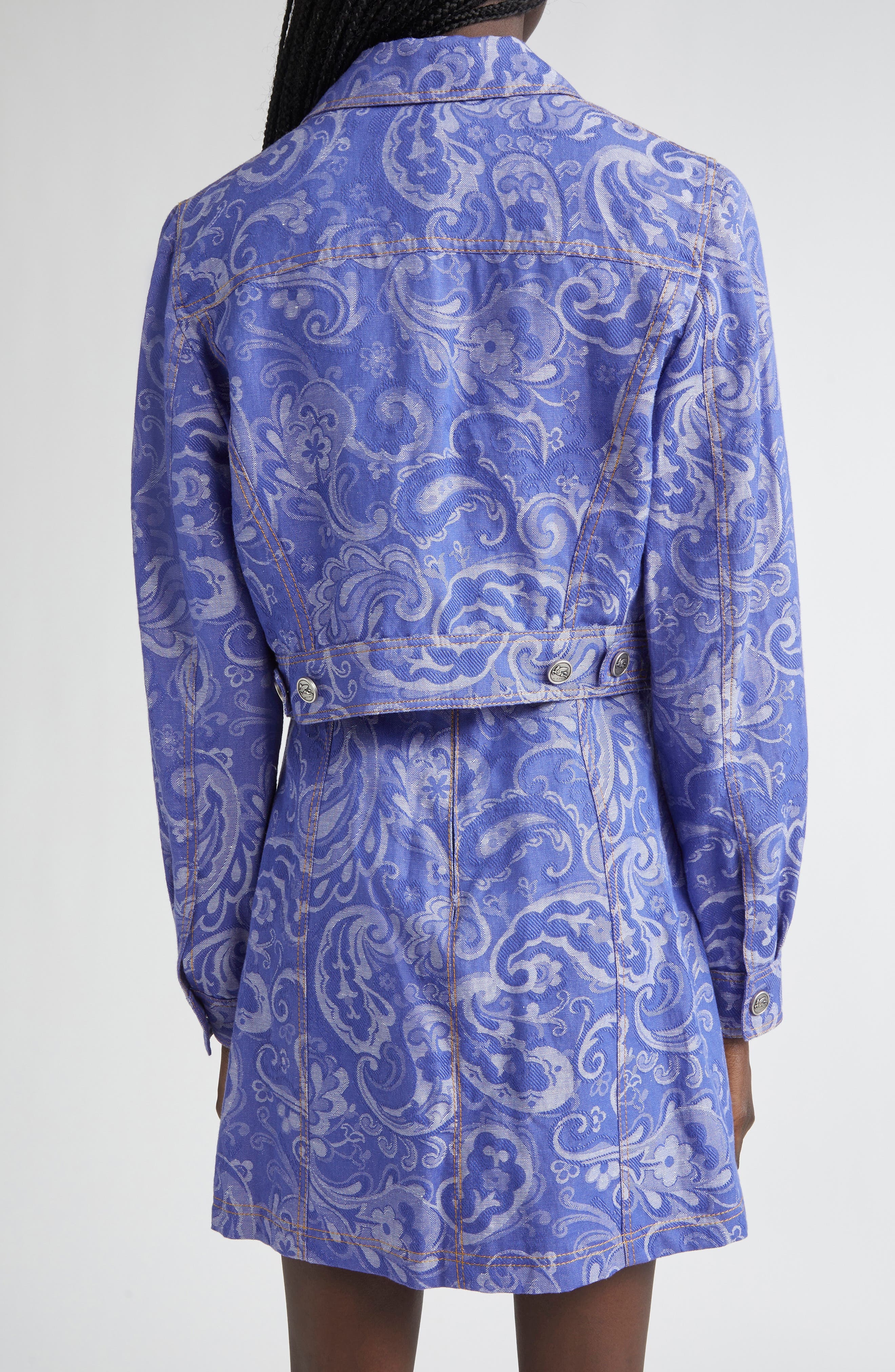 Etro Paisley Denim Trucker Jacket in Multicolour On Pale Blue Base at Nordstrom - 3