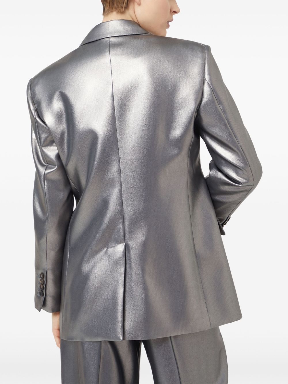 double-breasted metallic blazer - 4