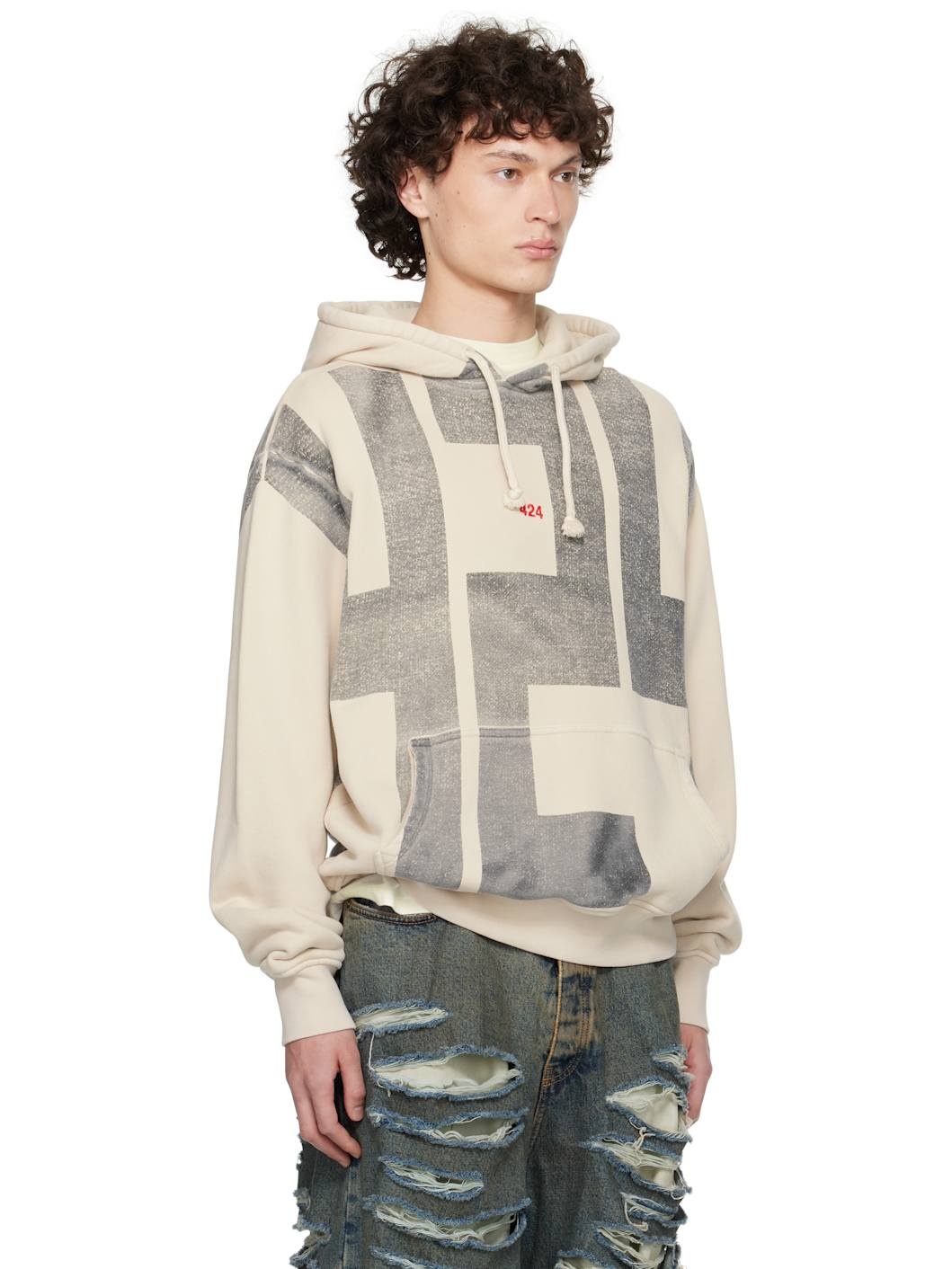 Beige '424' Block Hoodie - 2