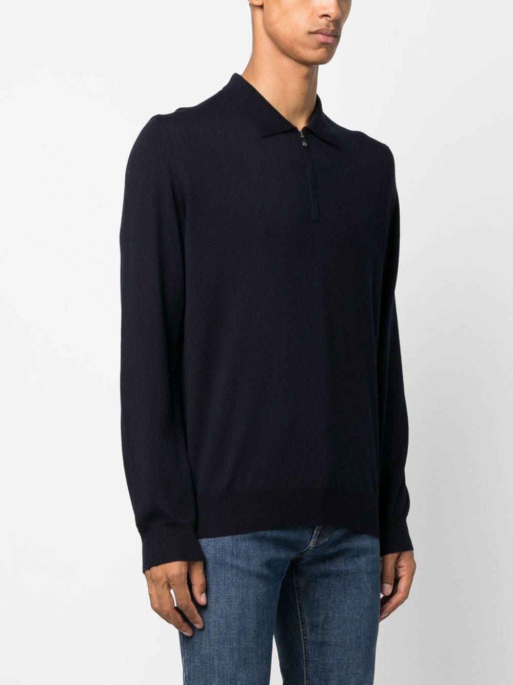 zip-up virgin-wool polo shirt - 3