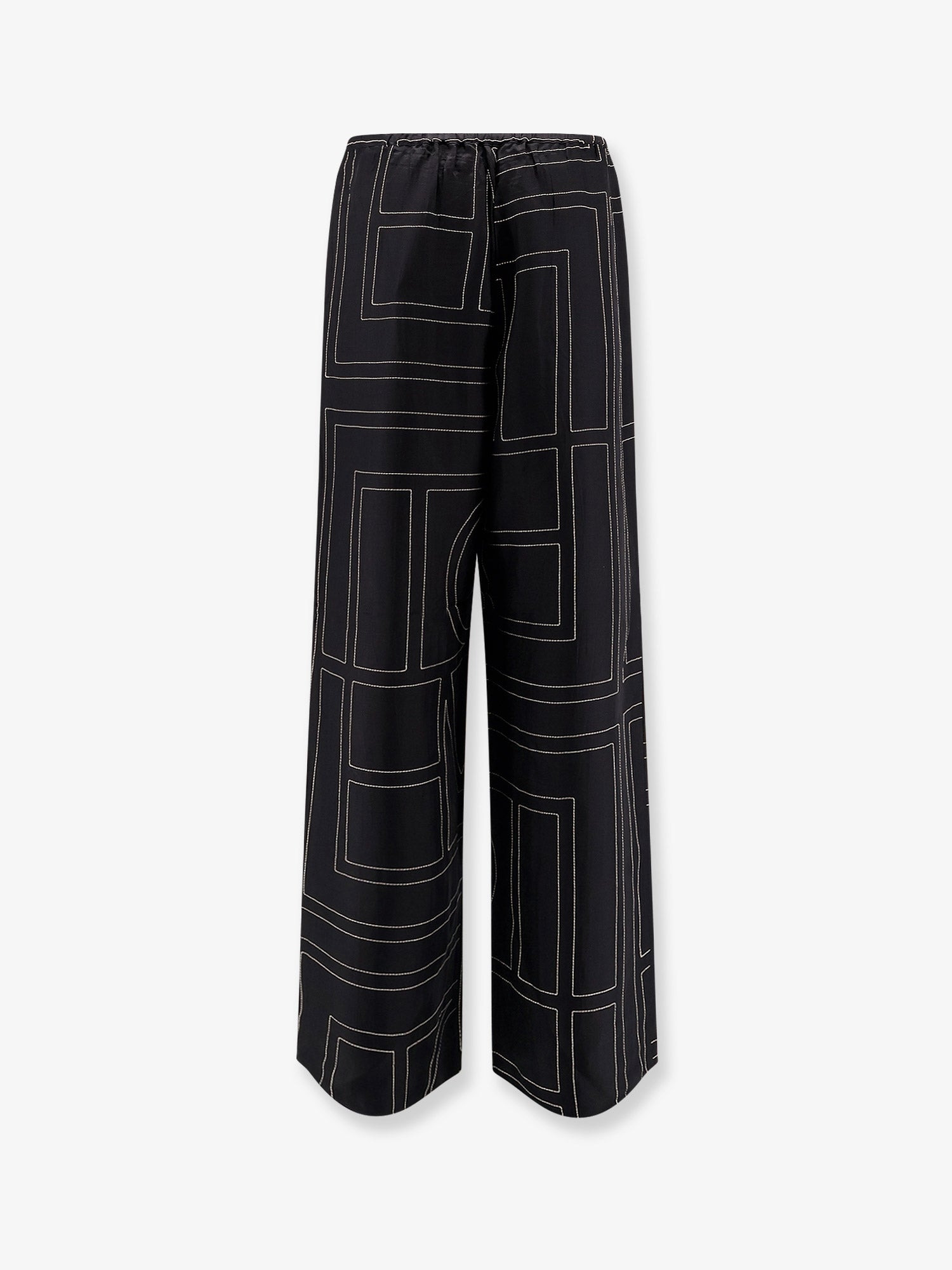 Toteme Women Silk Trousers With Monogram Logo Embroidery - 2