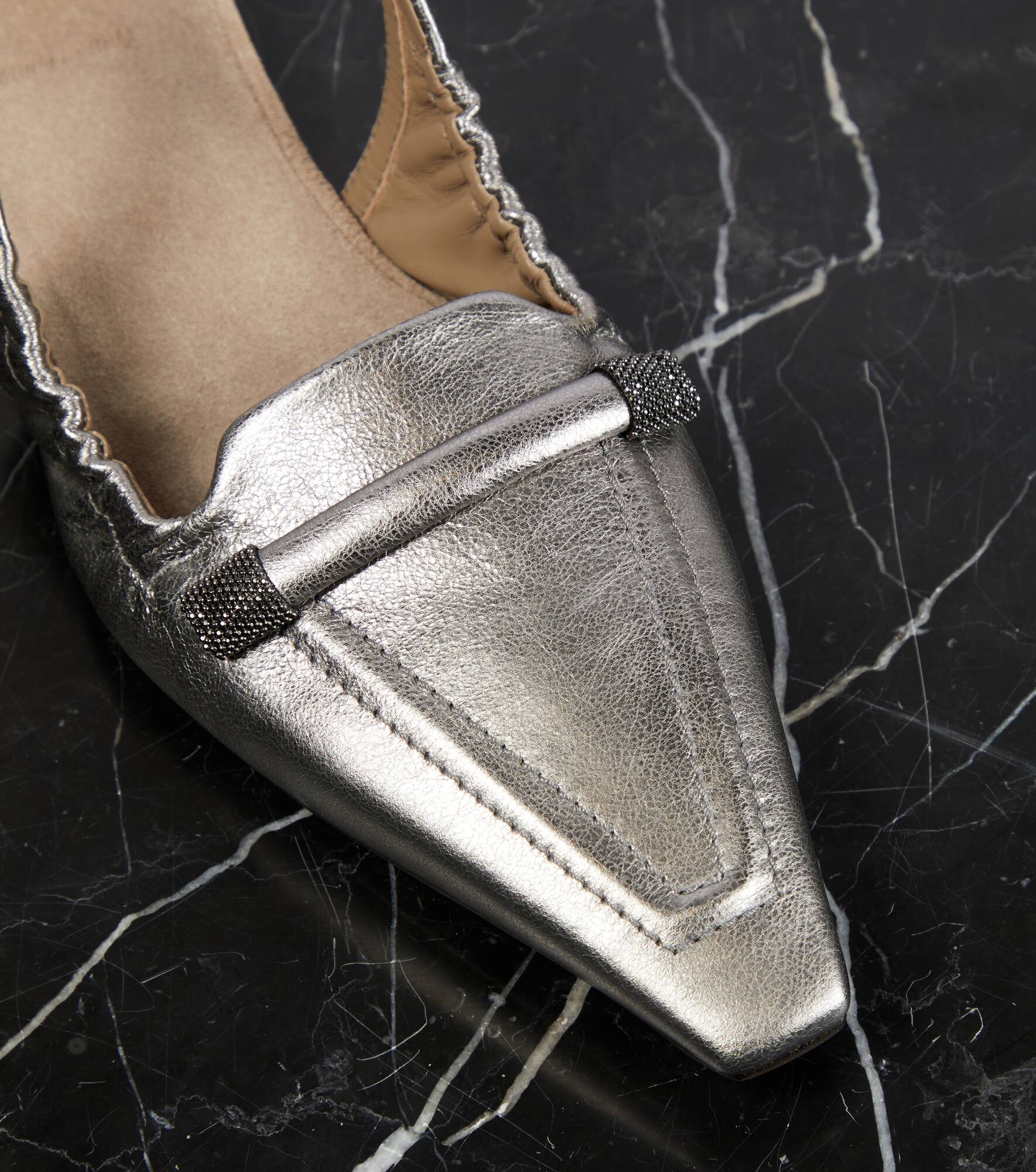 Metallic leather slingback flats - 6