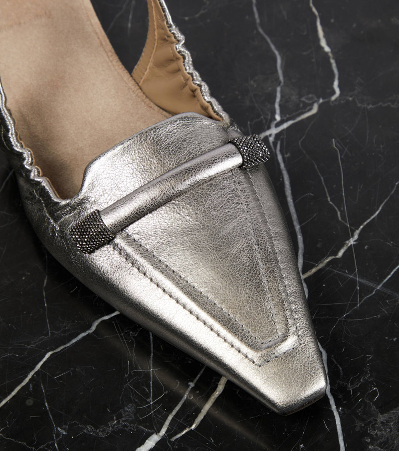 Metallic leather slingback flats 6