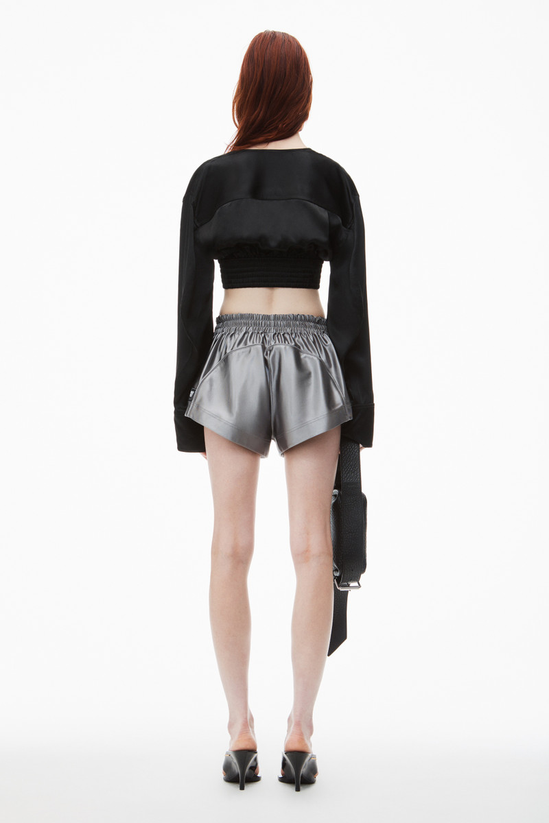 cropped v-neck blouse in satin jersey 5