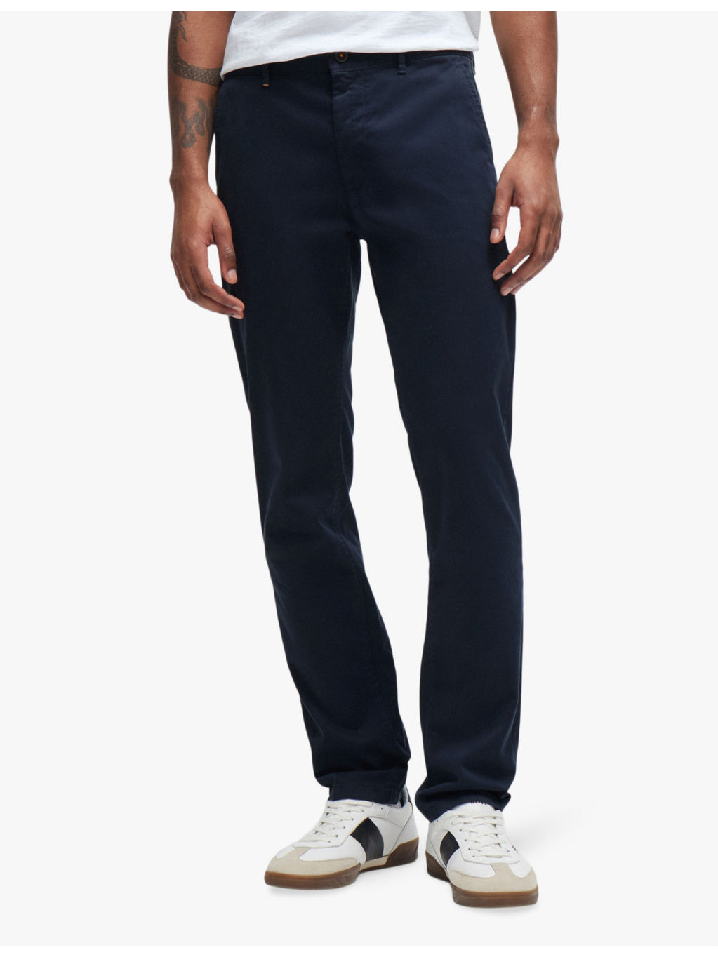 Casual slim-fit straight-leg stretch-cotton trousers - 3