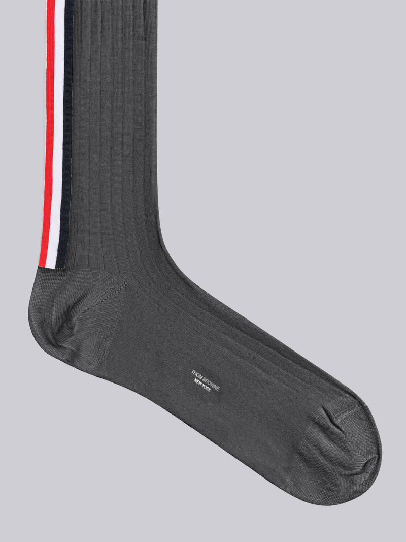 Thom Browne Rib Merino Stripe Mid Calf Socks outlook