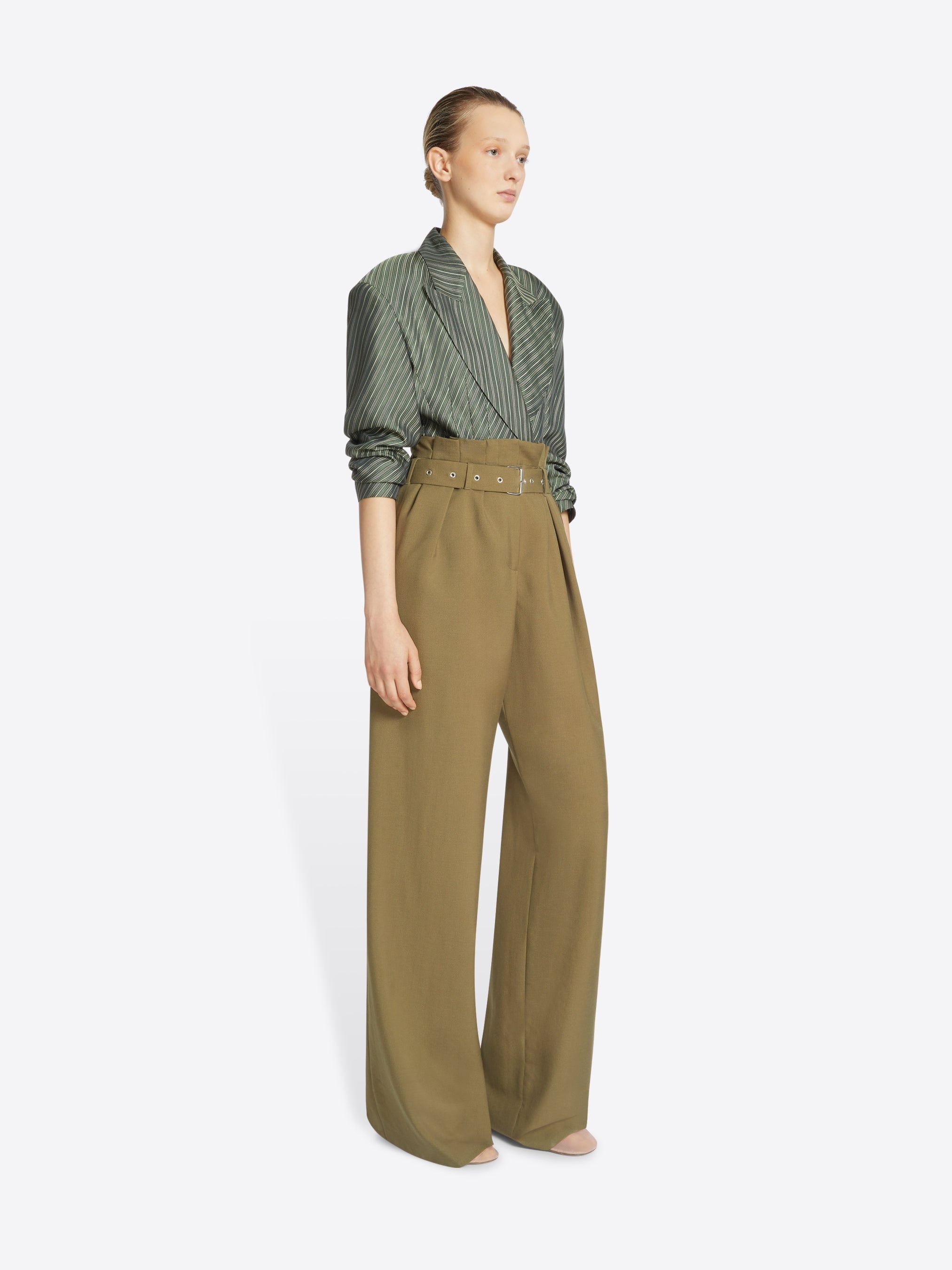 BELTED WOOL TROUSERS - 3