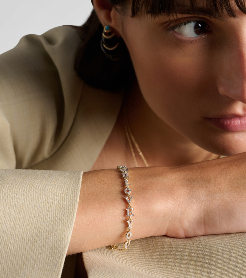 Yvonne Léon We Love You 9kt gold chain bracelet with diamonds outlook