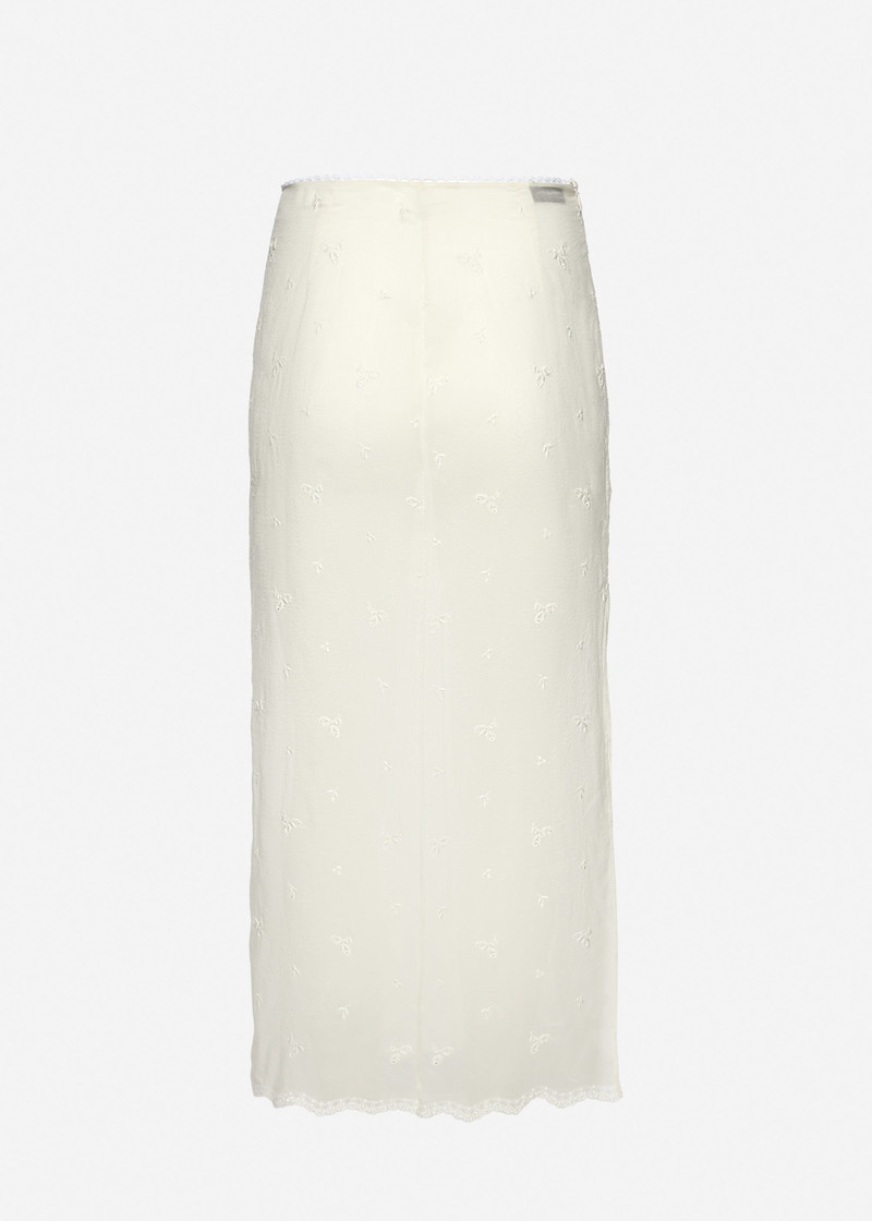 Embroidered slip skirt in white 2