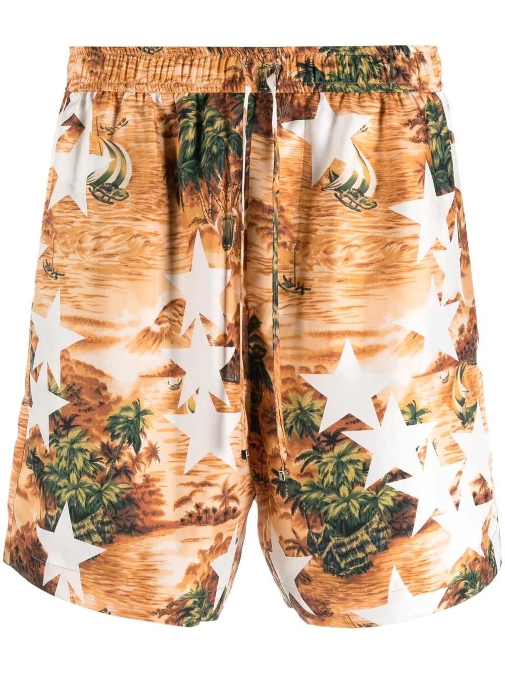 star-palm-tree-print silk shorts - 1