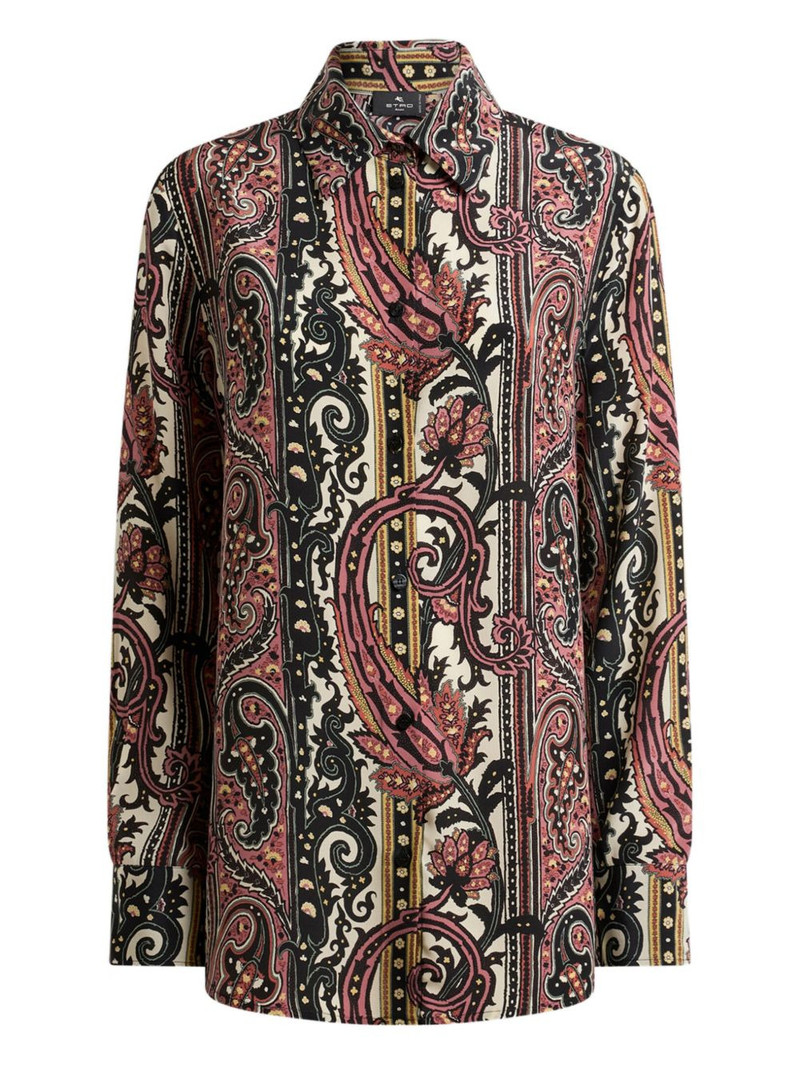 leafy paisley-motif silk shirt 1