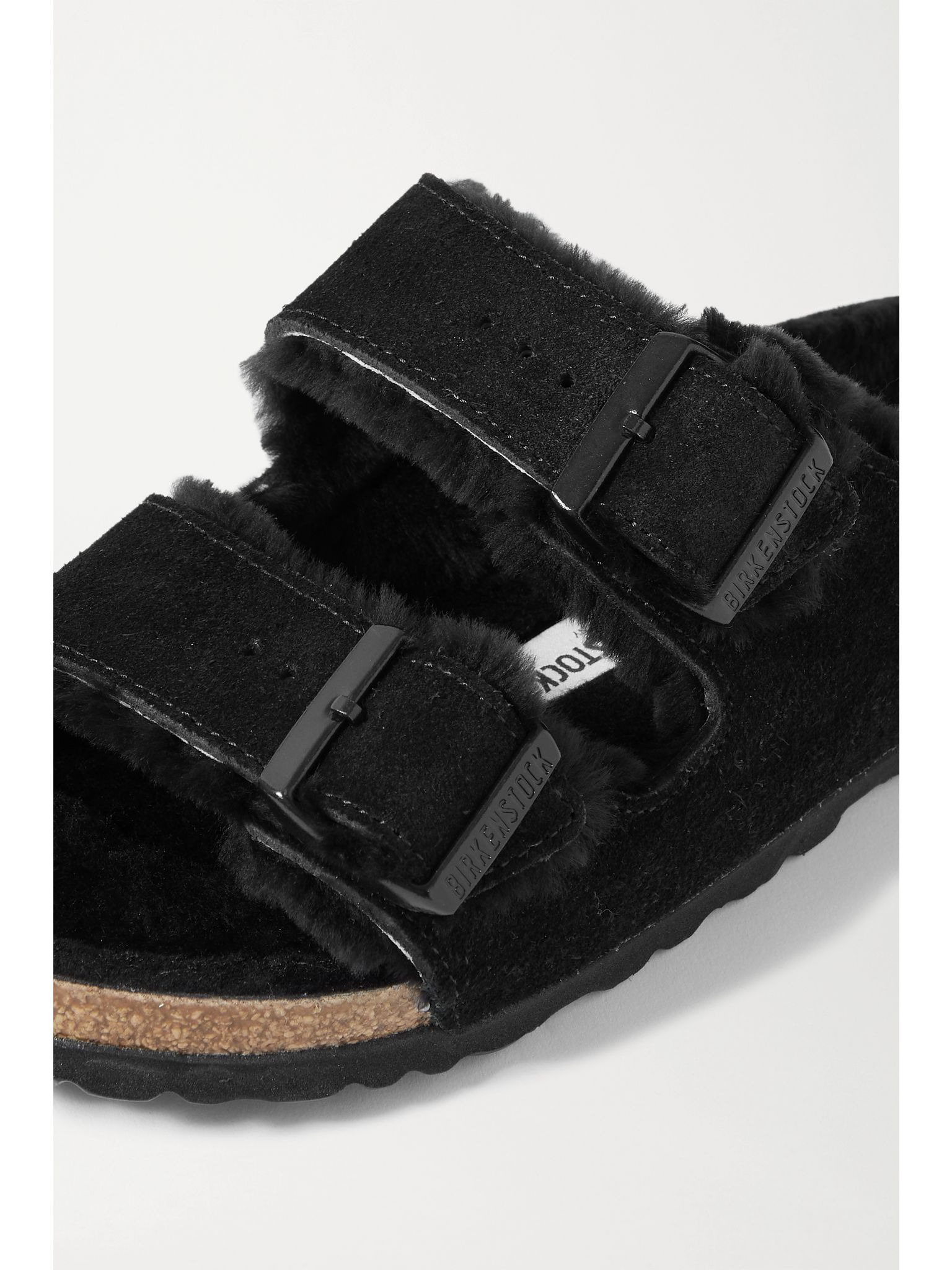 Arizona shearling-lined suede sandals Black - 4