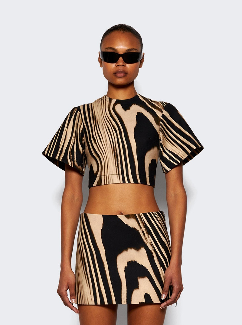 David Koma Zebra Print Crop Top Beige And Black outlook