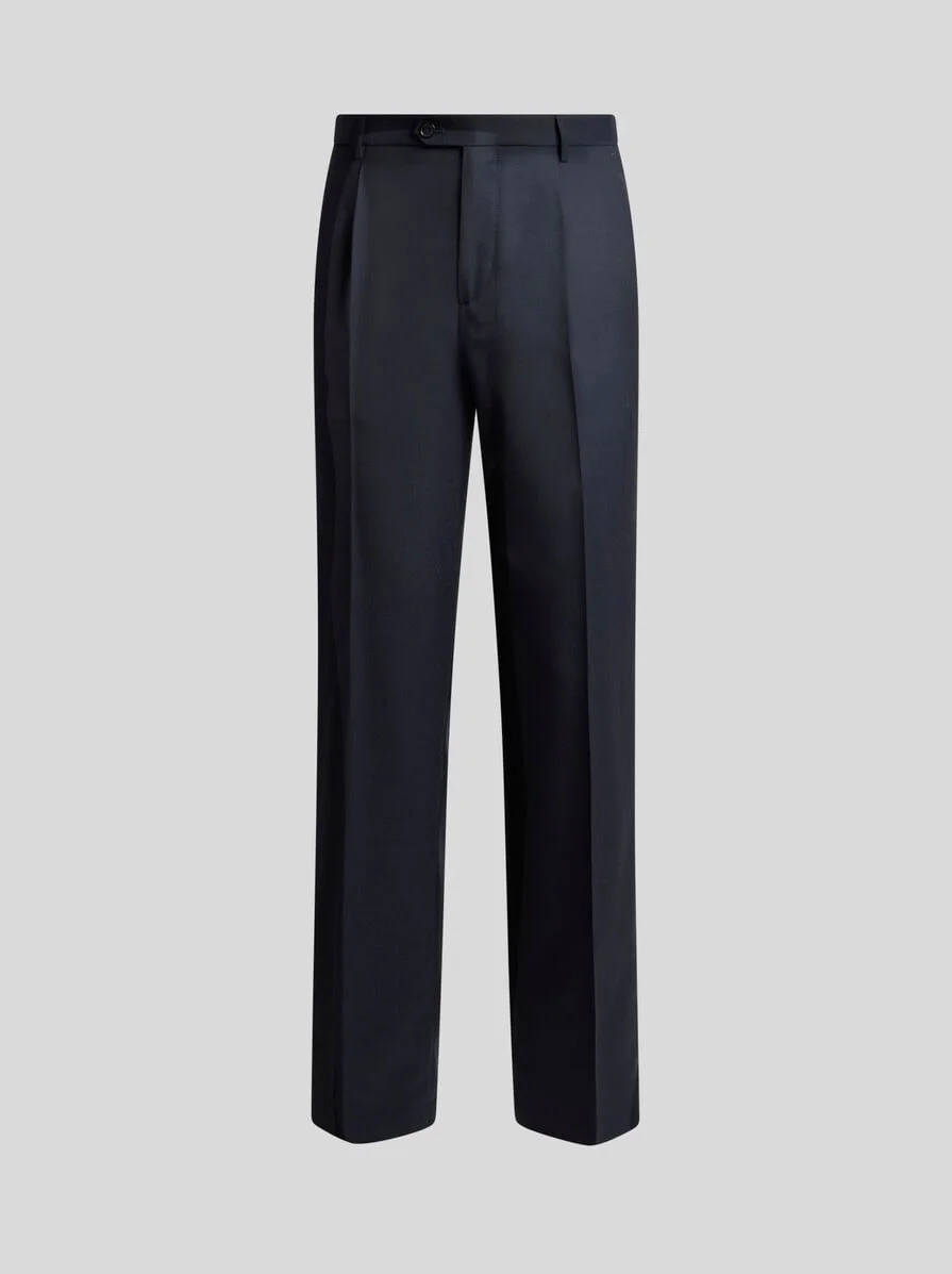 WOOL-BLEND FLANNEL TROUSERS WITH CREASE DETAIL - 1