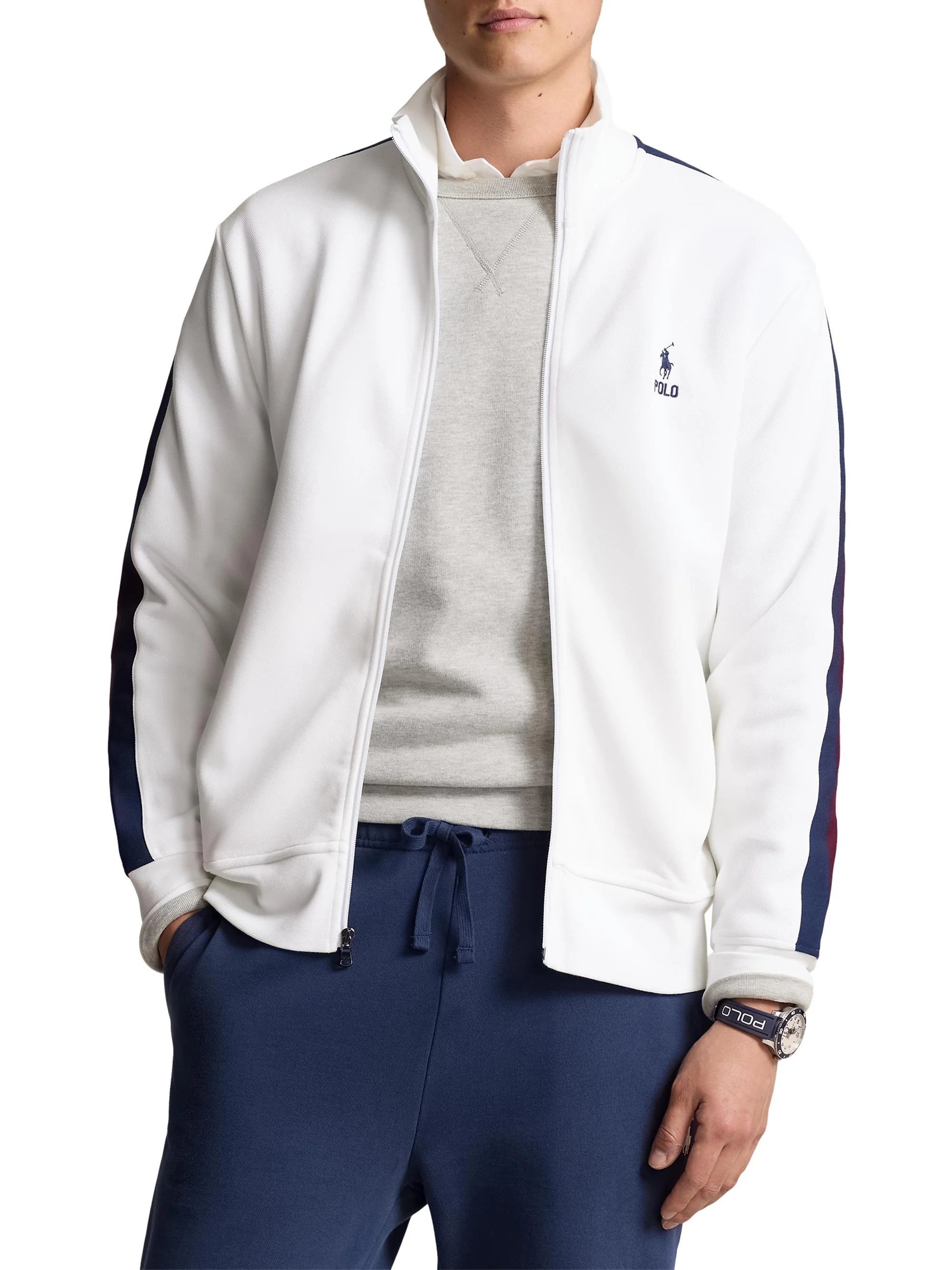 Men's Colorblock Knit Track Jacket - White Multi - 1
