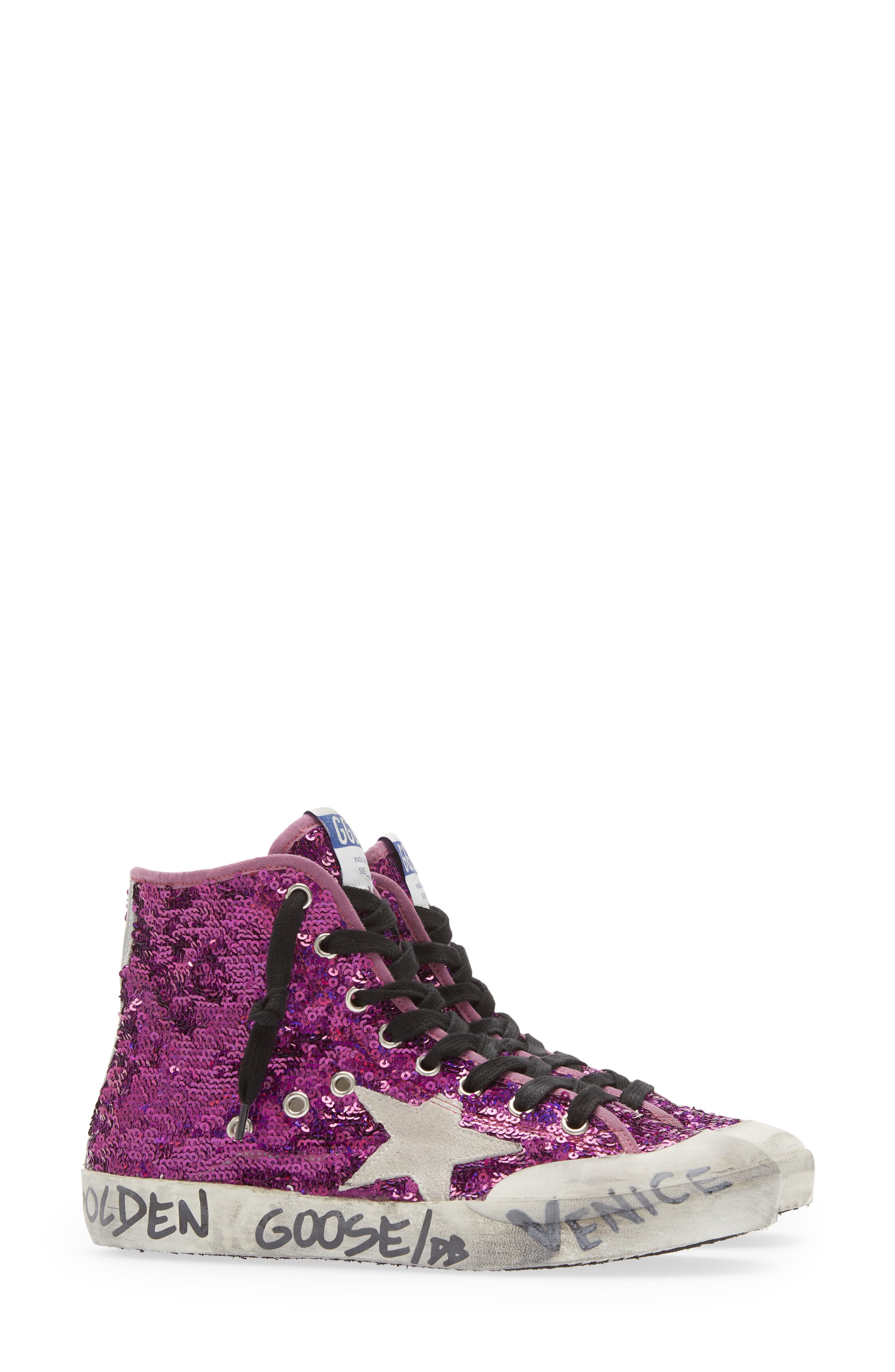 Golden Goose Francy Penstar Sequin High Top Sneaker in Purple Paillettes at Nordstrom - 3