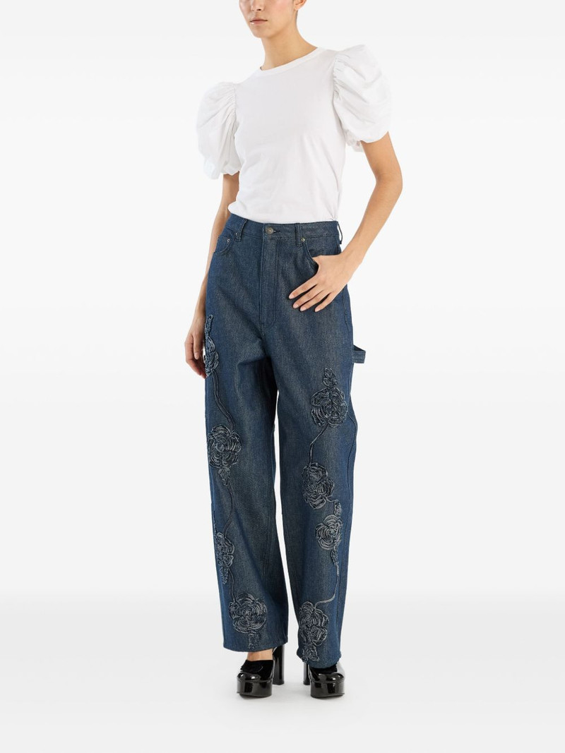 ROTATE rose-embroidery five-pocket jeans outlook