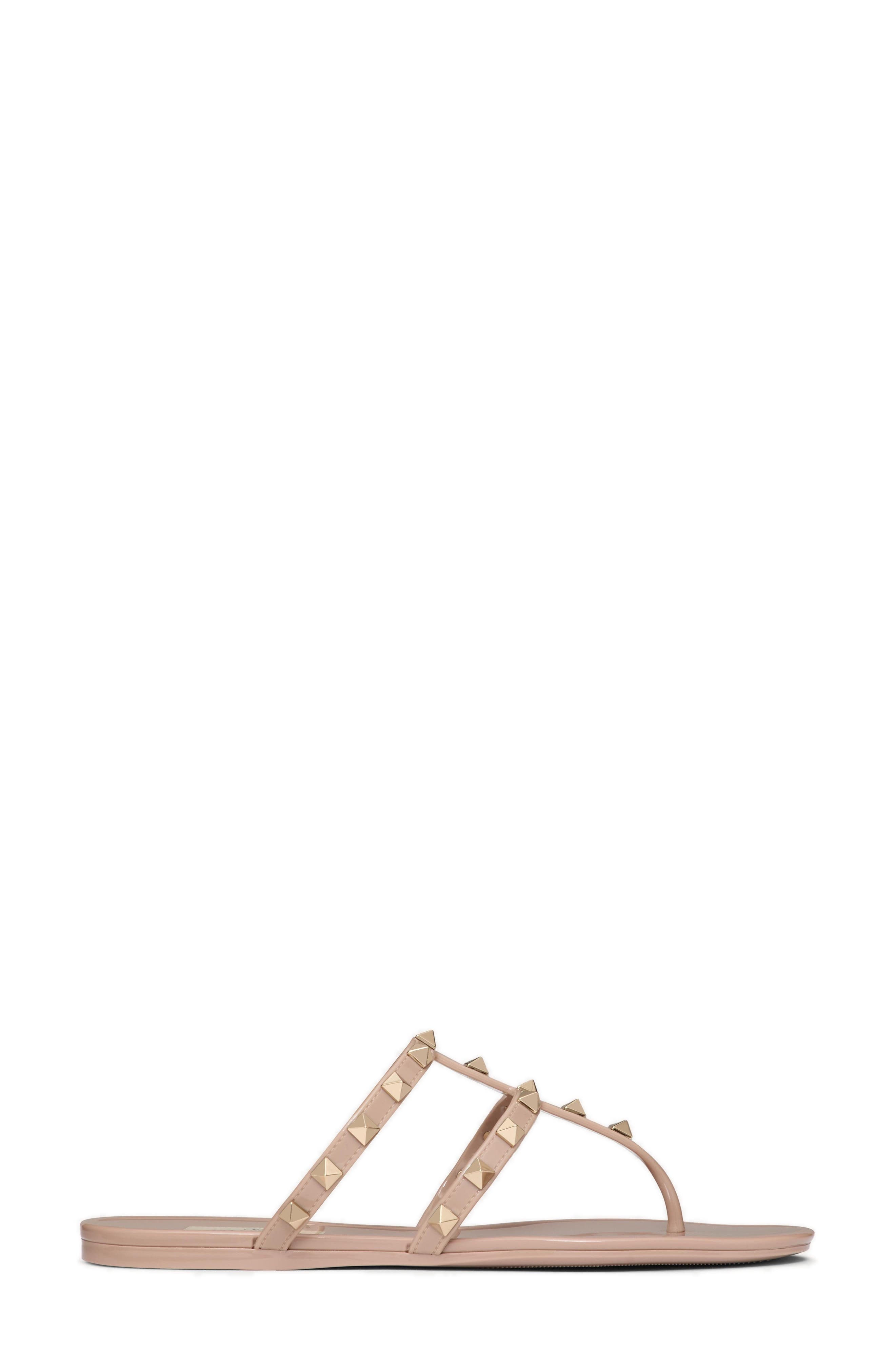 Valentino Garavani Rockstud T-Strap Flat Sandal in Poudre at Nordstrom - 3