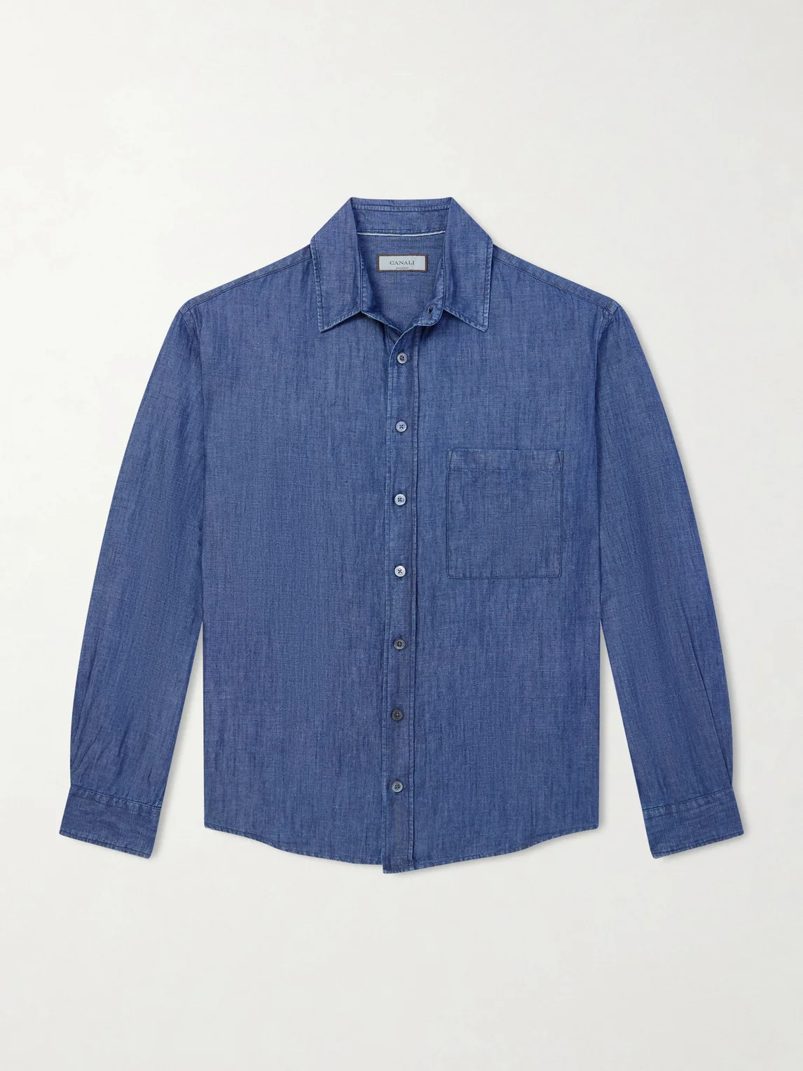 Button-Down Collar Cotton and Linen-Blend Shirt - 1