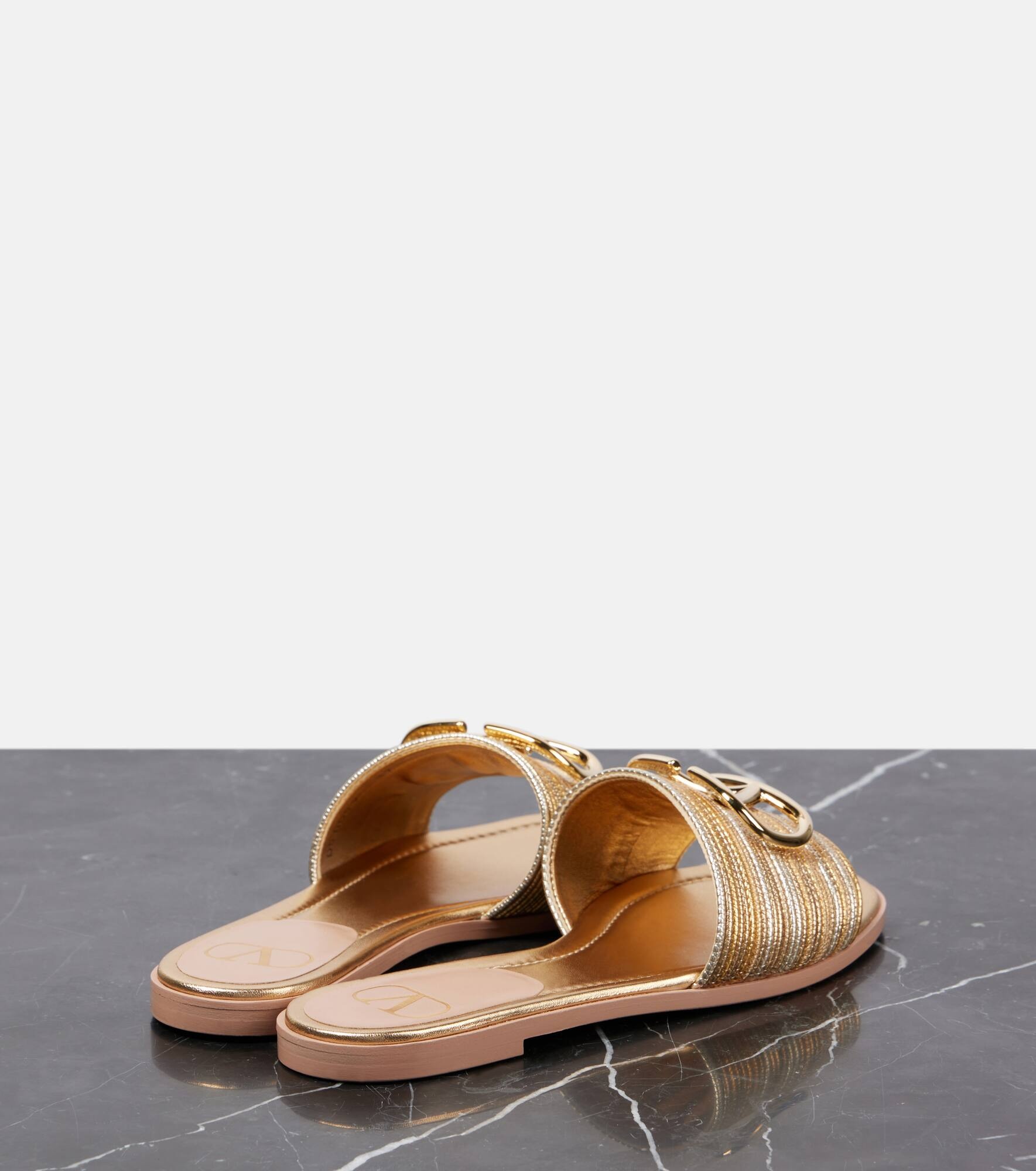 VLogo Signature metallic leather sandals - 3
